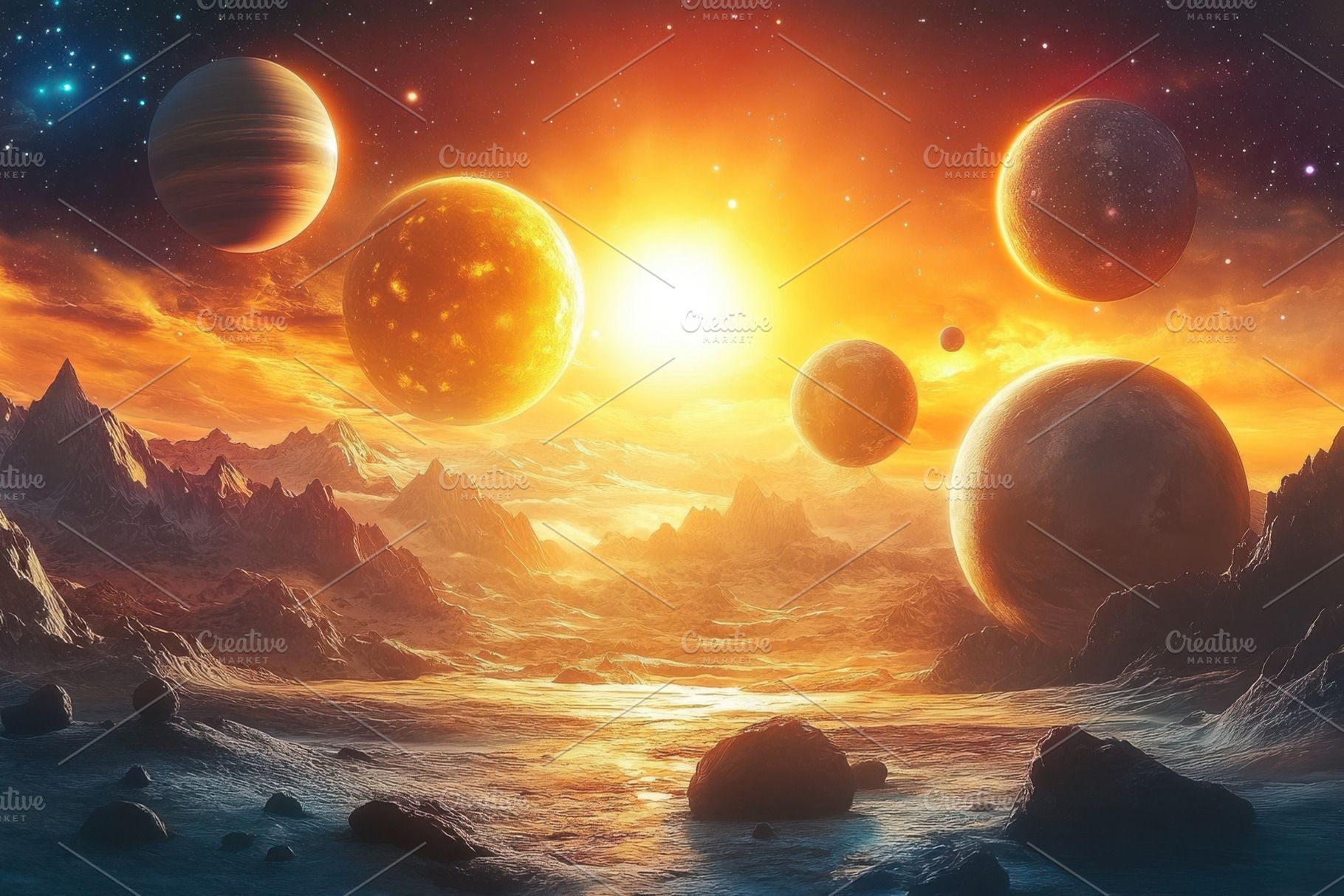 1820x1214 Alien Planet Golden Sunset Stunning, a Background Photo