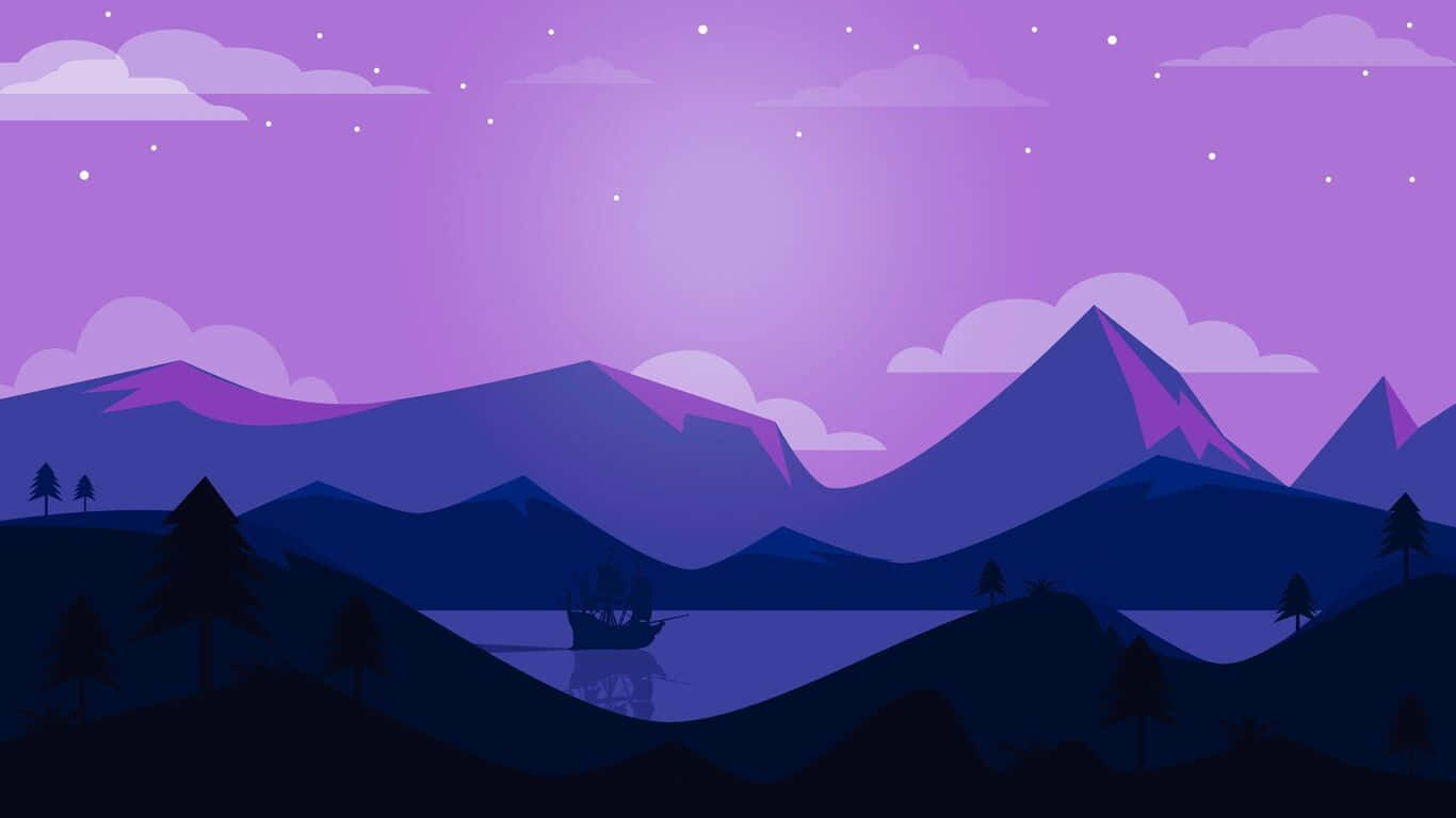 1366x768 Download A Purple Landscape With Mountains And A Lake Wallpaper