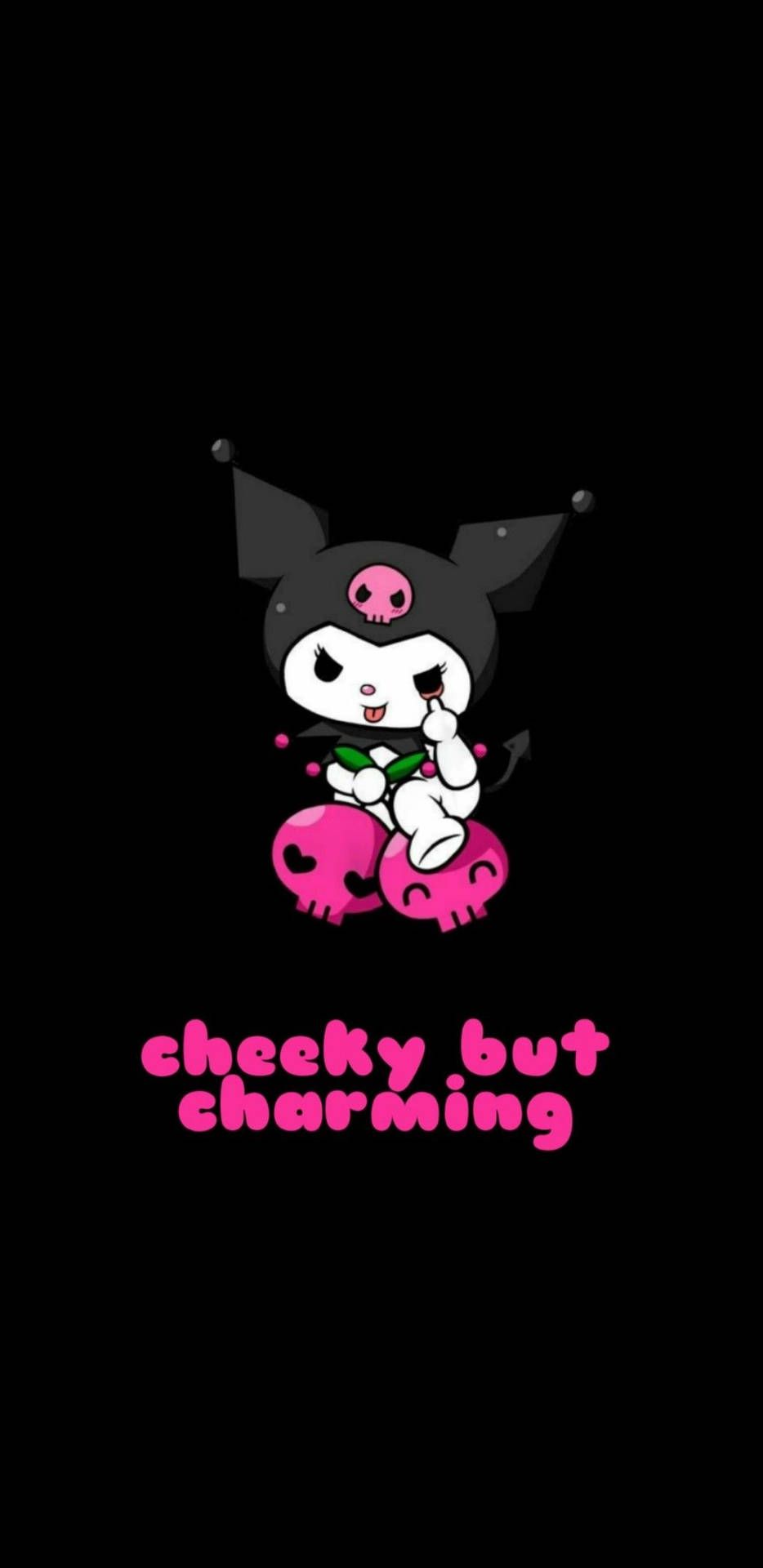 934x1920 Download Mocking Kuromi In Black Wallpaper