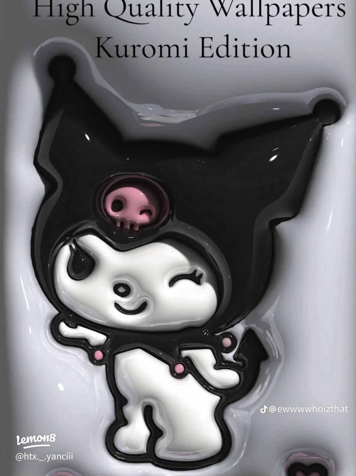 1182x1579 Transform Your iPhone! ✨ 3D Kuromi Wallpaper: Black, Purple & Goth Aesthetic