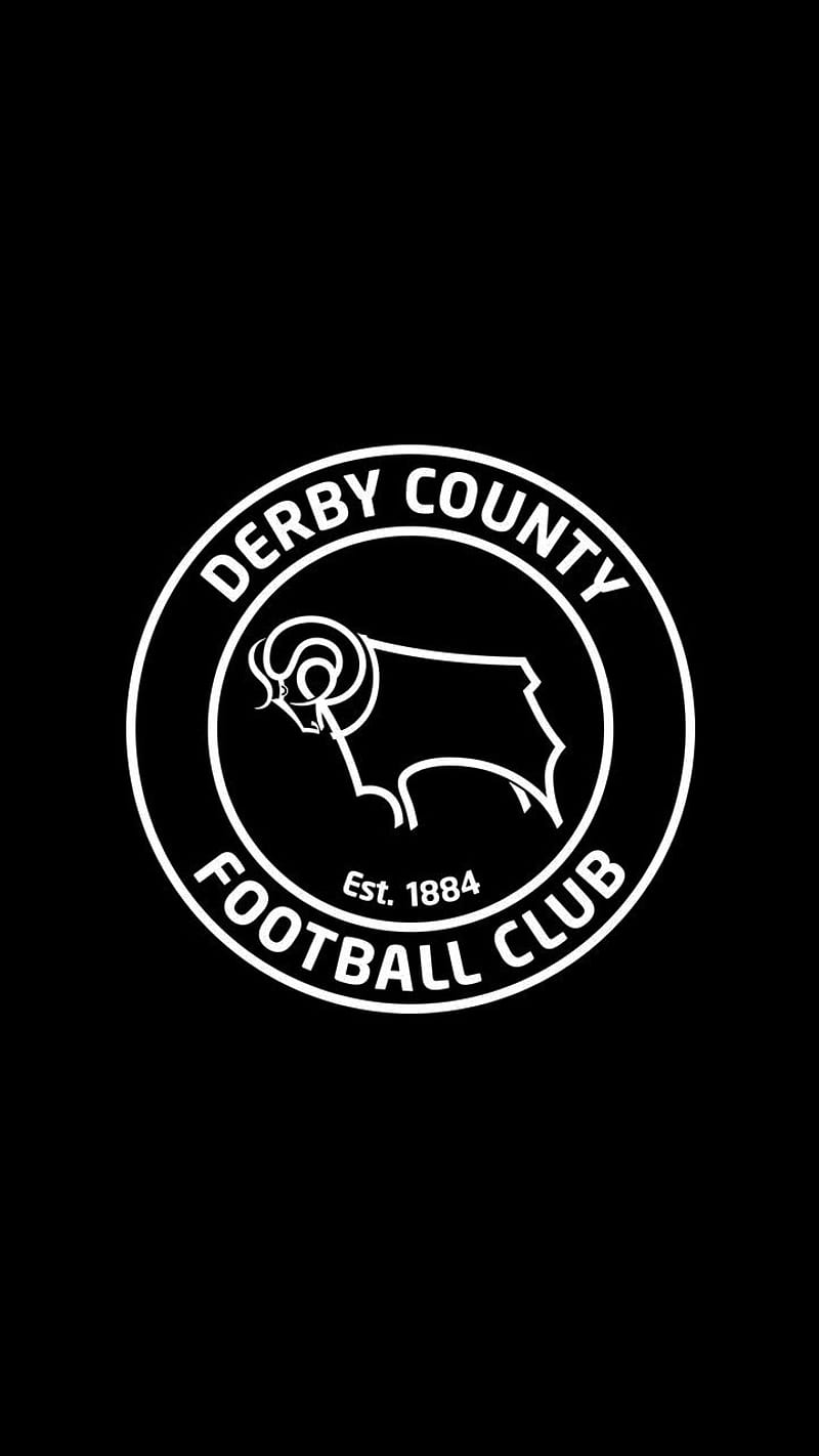800x1422 Derby County black, football, logo, soccer, white, HD phone wallpaper