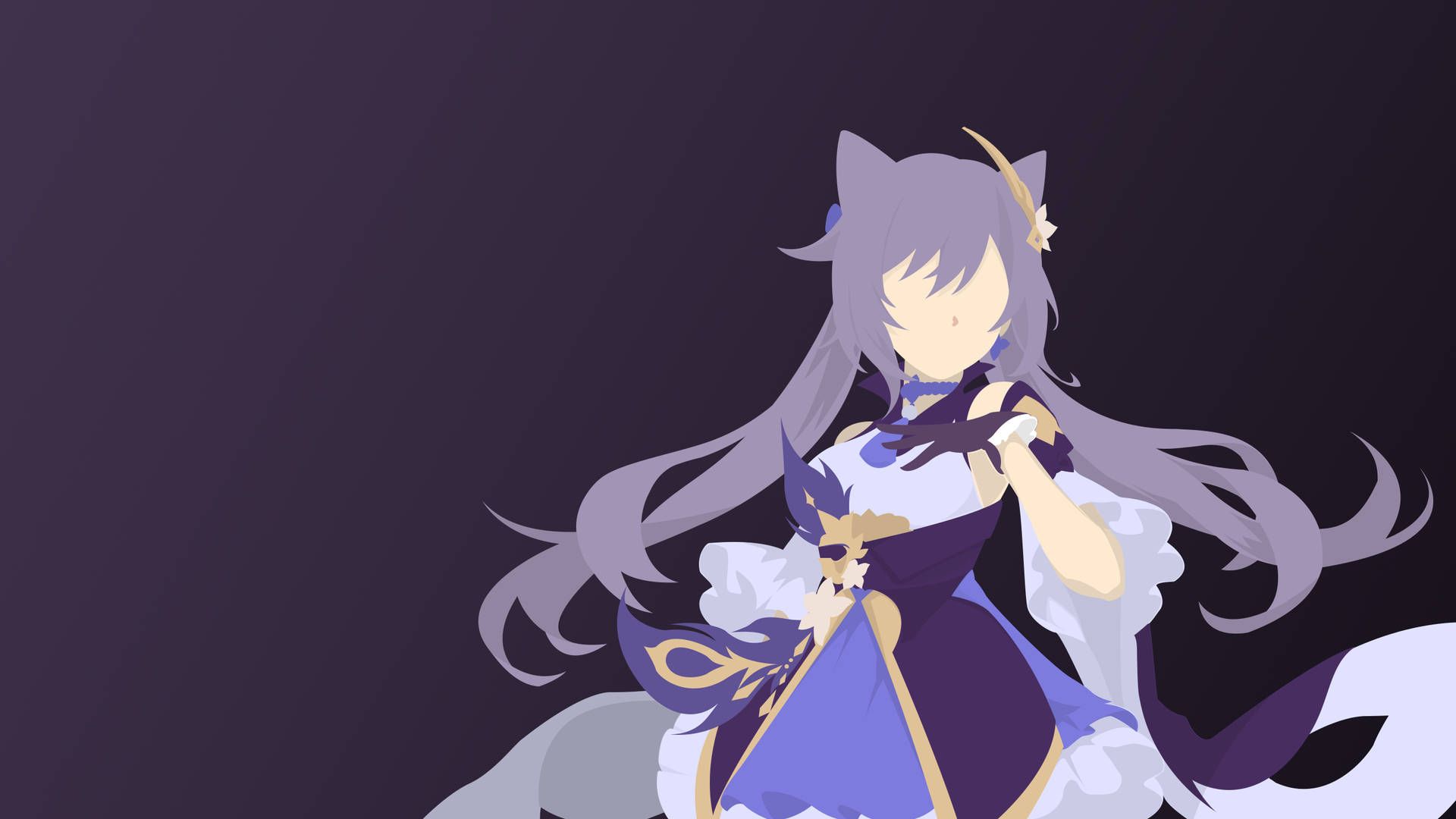 1920x1080 Download Keqing Genshin Minimalist Wallpaper