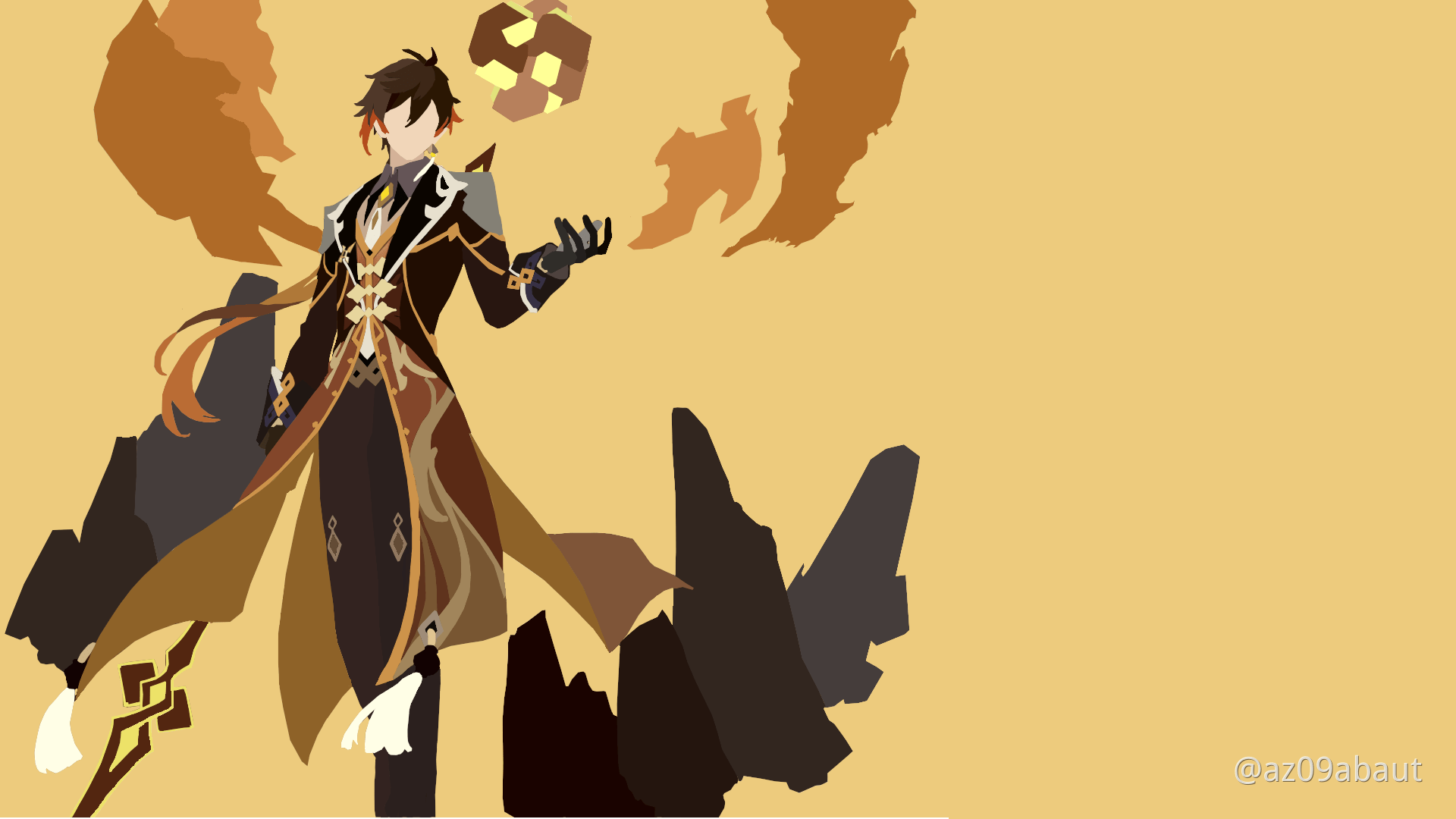 1920x1080 Zhongli in minimalist Genshin Impact