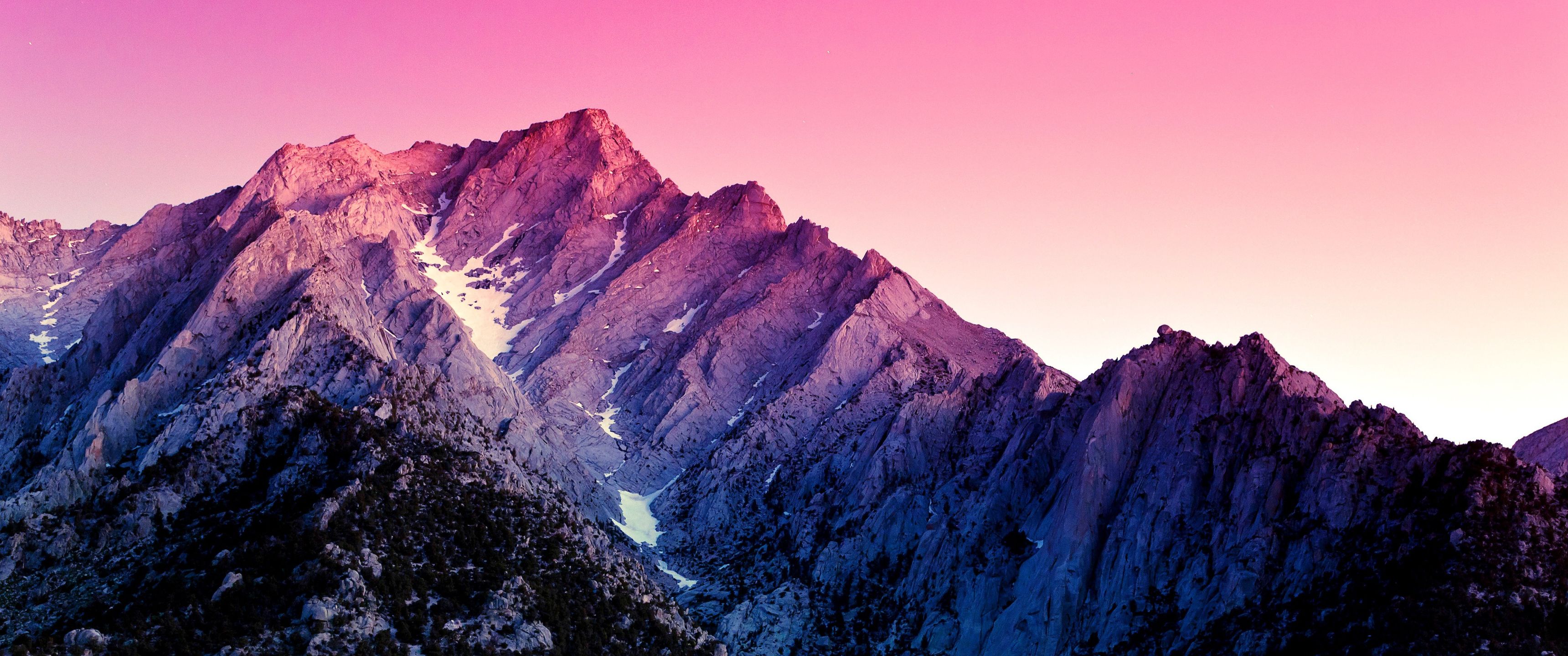 3440x1440 Download Pink mountains, Pink, Mountains Wallpaper in 3440x1440 Resolution