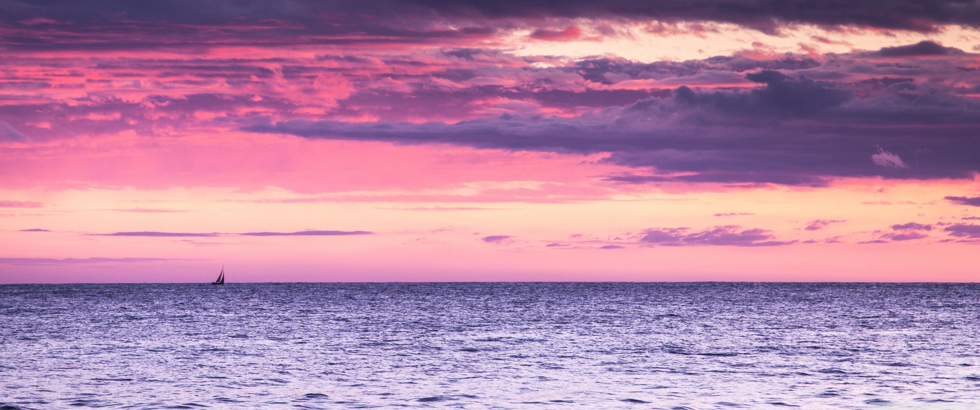 3440x1440 Mediterranean Sea, Pink Sunset 4K UHD Wallpaper for UltraHD Desktop and TV : Widescreen and UltraWide Display : Dual and Triple Monitor : Smartphone and Tablet Devices