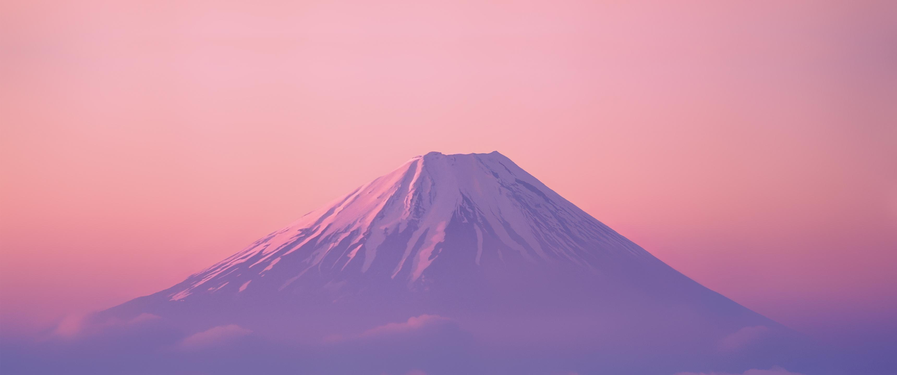 3440x1440 Mount Fuji Pinkish Sky 3440 x 1440