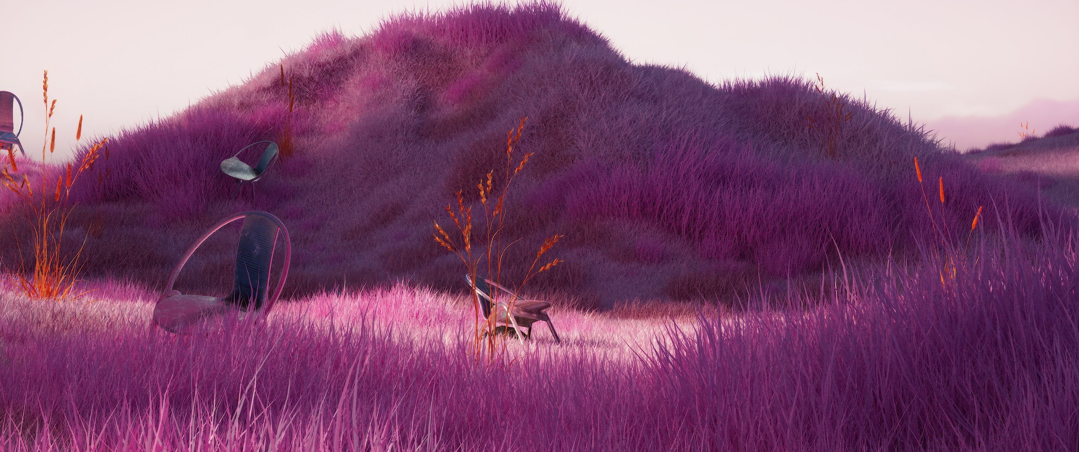 3440x1440 Pink aesthetic Wallpaper 4K, Scenery, Landscape, Surreal