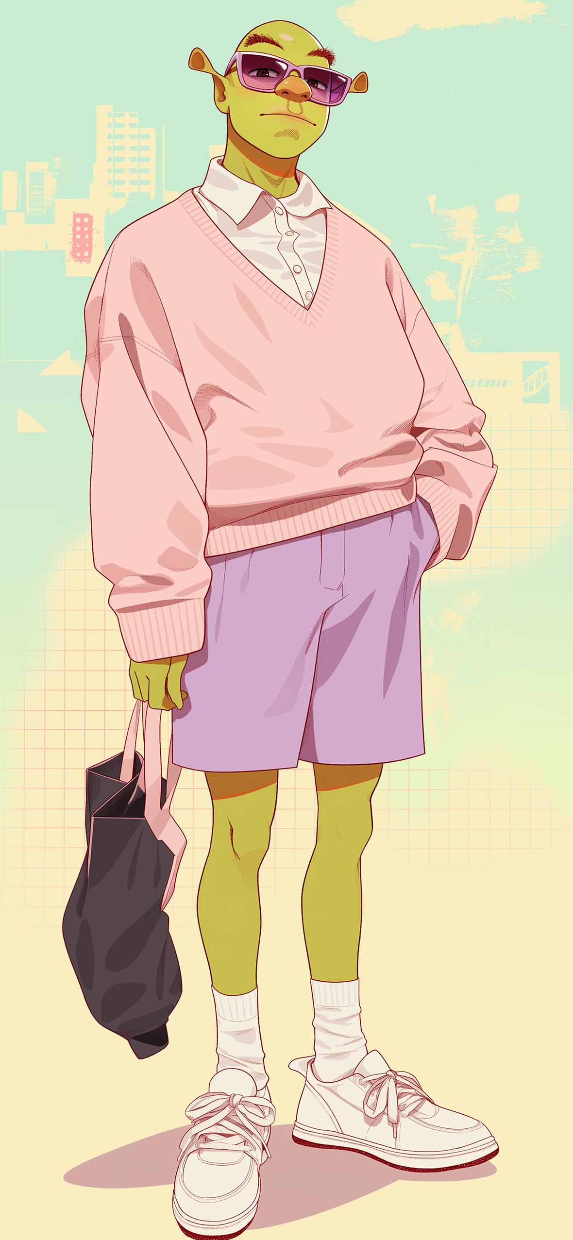 1180x2554 Funky Preppy Style Shrek Wallpaper Phone Wallpaper HD