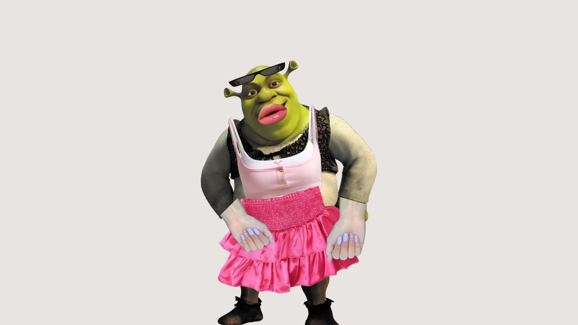 1920x1080 Download Preppy Shrek In Pink Dress Wallpaper