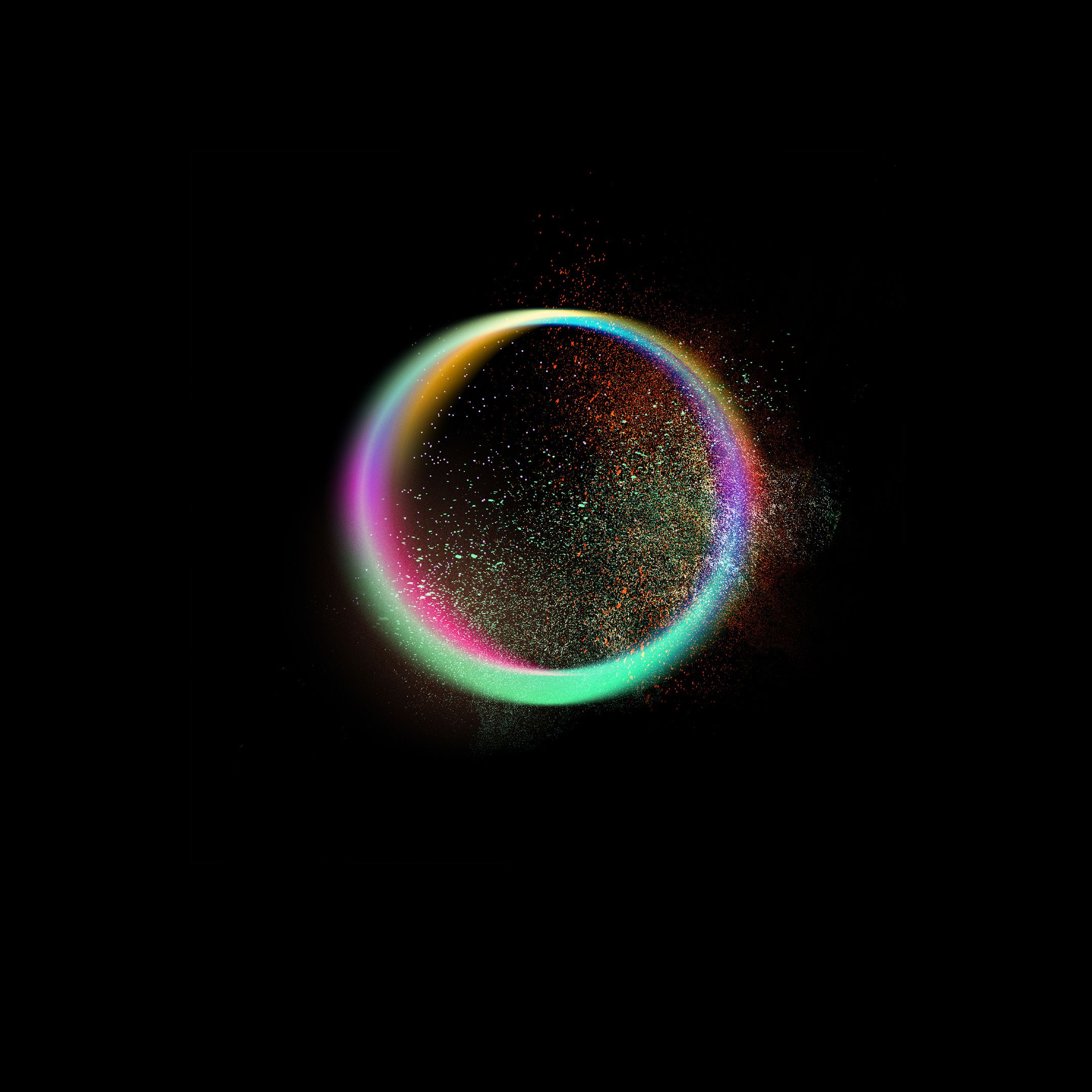 2160x2160 Honor V10 Stock Wallpaper Bubble Green Dark 4K