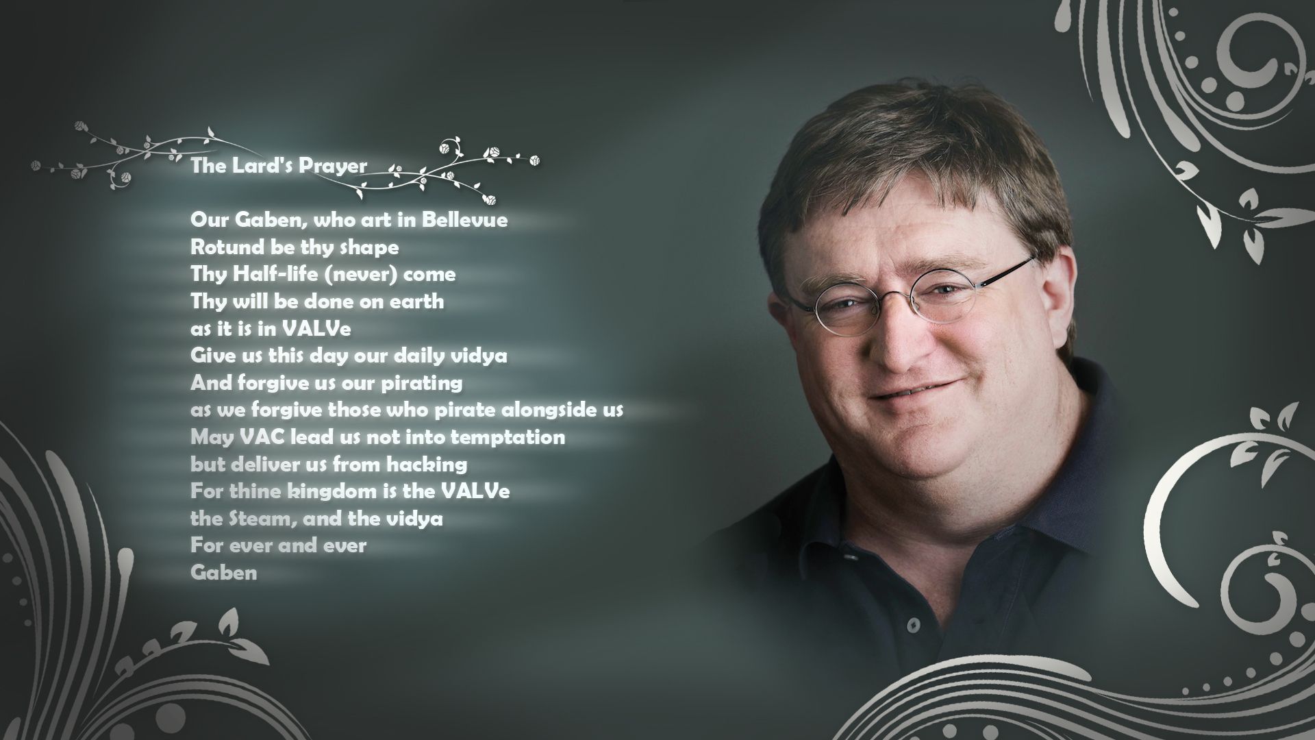 1920x1080 gabe, Newell, The, Lardand039s, Prayer, Prayer, Text, Humor Wallpaper HD / Desktop and Mobile Background