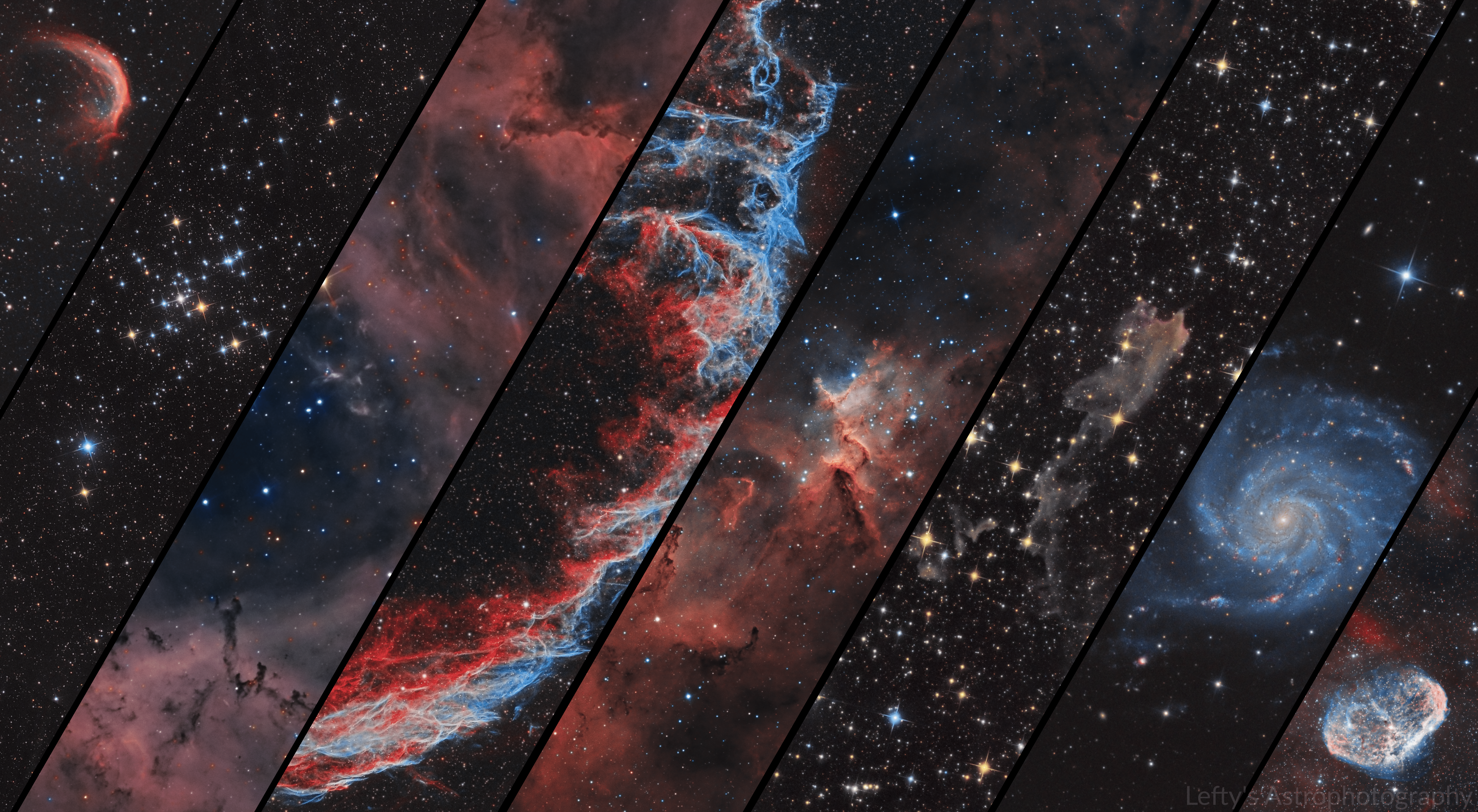 7860x4320 I made an 8K wallpaper of some of my favorite Deep Sky Objects I've photographed throughout 2019. This image represents over 100 hours of long exposure. [OC]