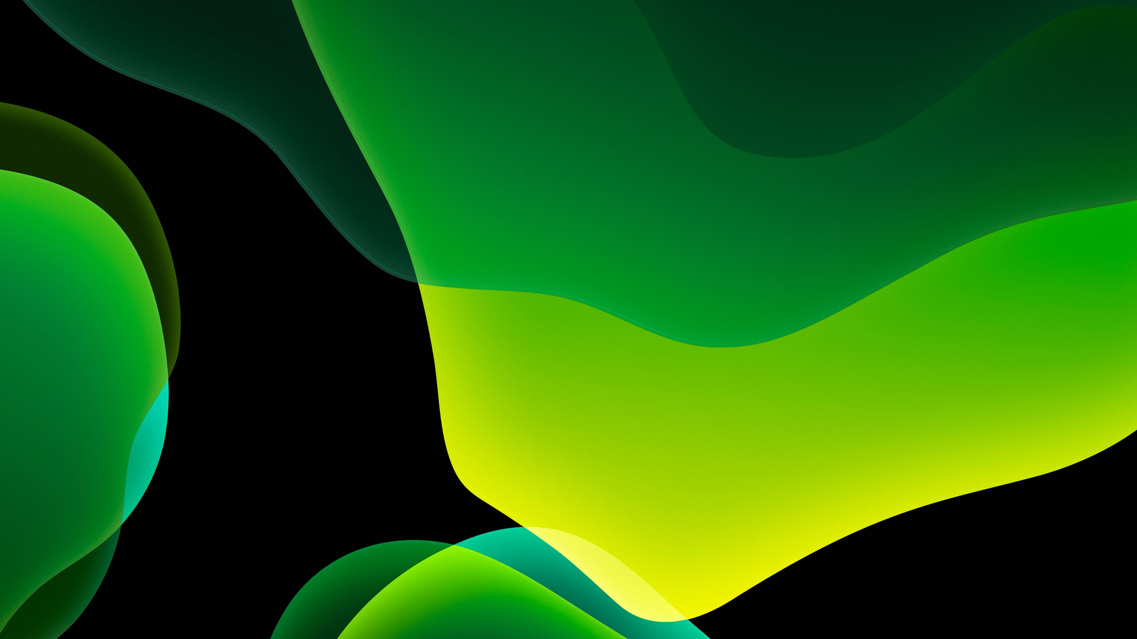 3840x2160 iOS 13 iPadOS Green Dark Mode 4K Wallpaper