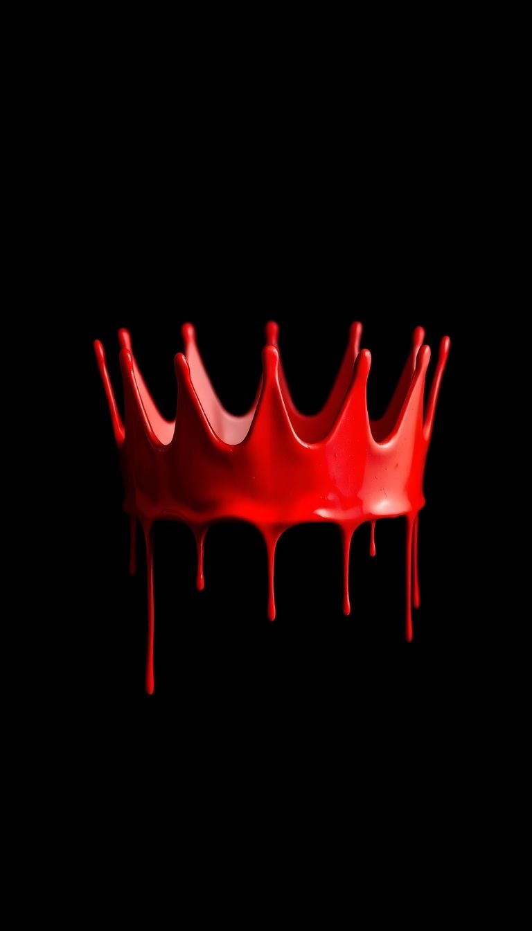 768x1344 Red Dripping Paint Crown On Black Grunge Style, High Contrast, Minimalistic Dark