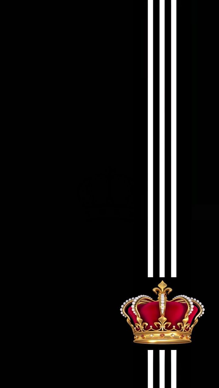 720x1275 Red Crown on Black and White Striped Wall