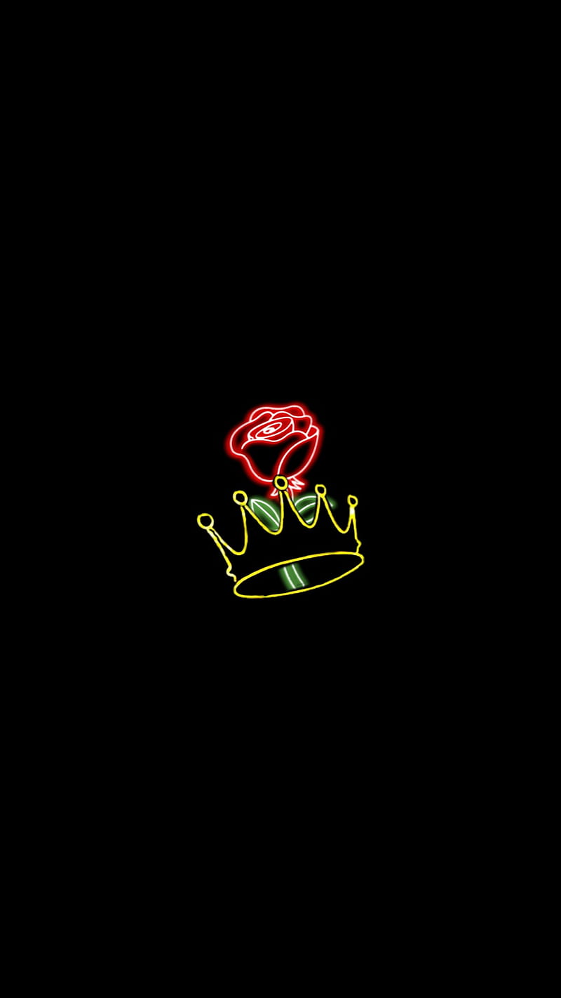 800x1422 Rose crowned, black, cardinals, crown, crowns, dark, neon, pink, red, roses, HD phone wallpaper
