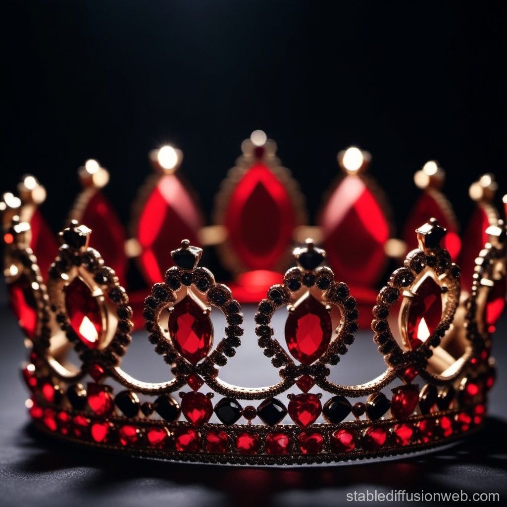 1024x1024 Red Diamond Crown on Black Background. Stable Diffusion Online