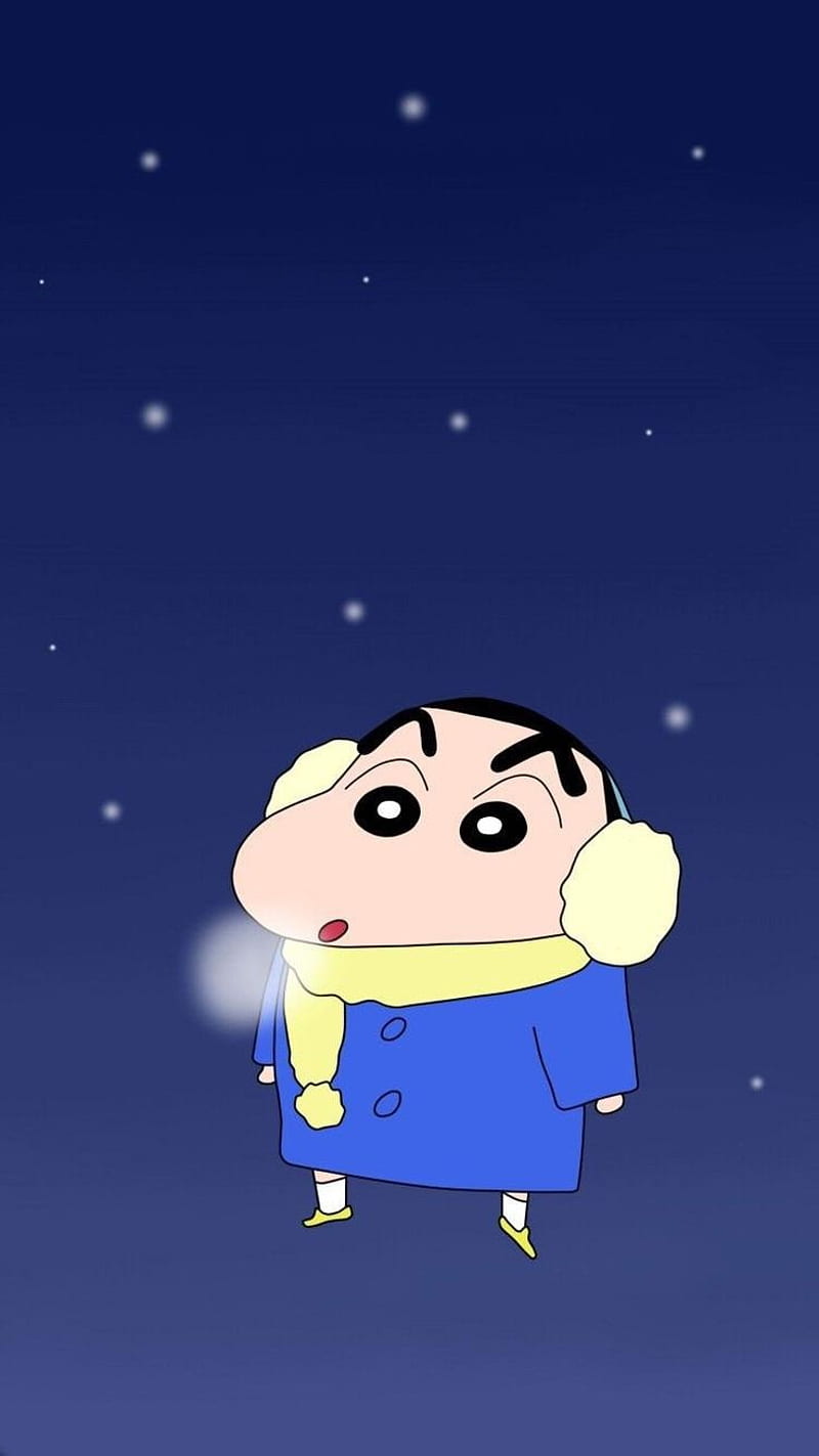 800x1423 Shinchan, blue, cartoon, cute, love, sky, winter, HD phone wallpaper