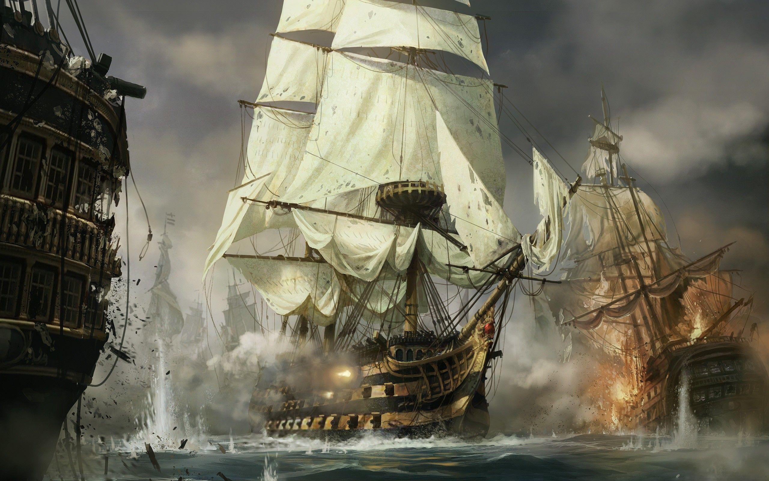2560x1600 the Royal Navy under Admiral Nelson smashes the combined French and Spanish fleet off Cape Trafalgar in 1805 [2560x1600]
