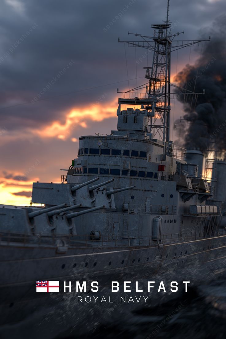 736x1104 HMS Belfast Closeup Artwork Poster