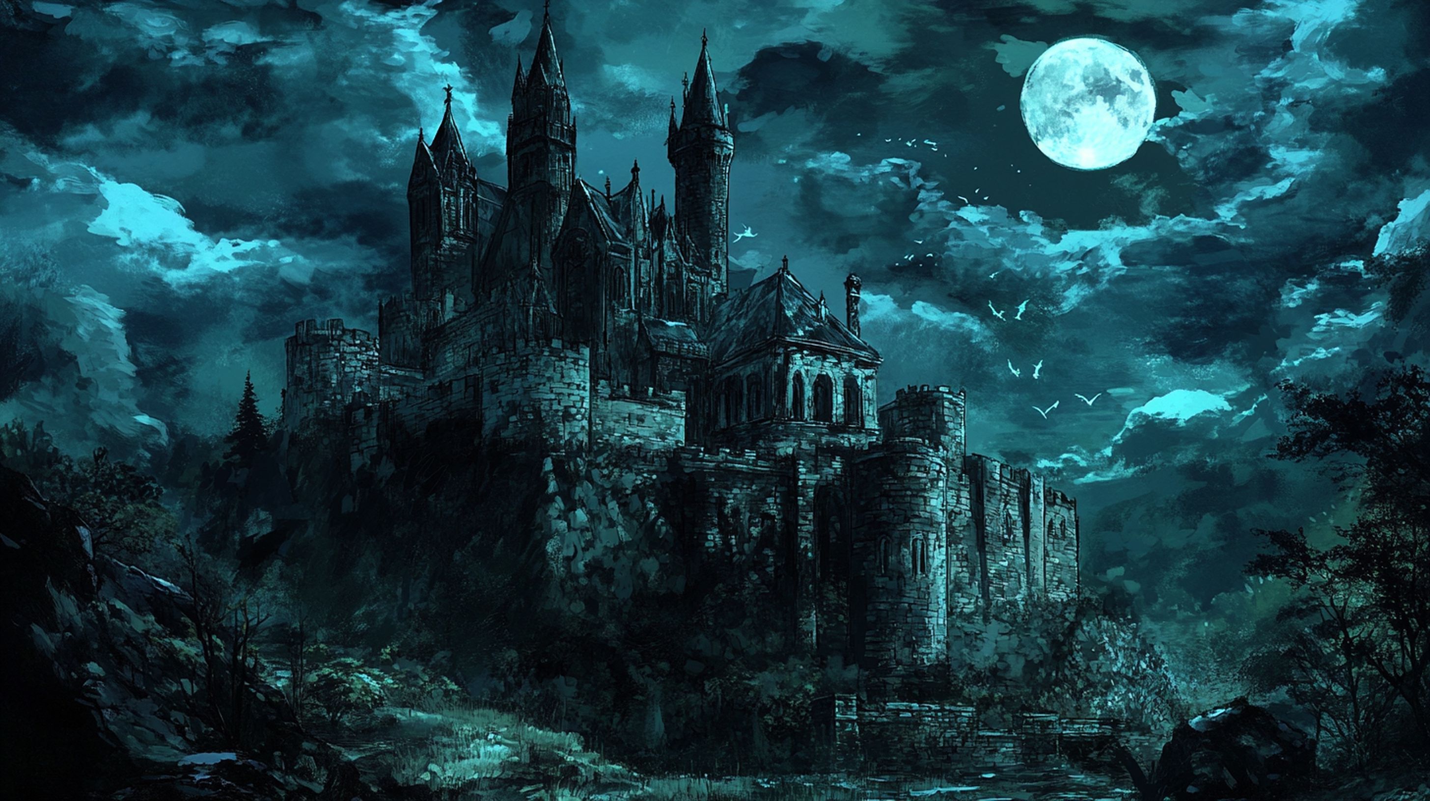 2912x1632 FREE HORROR DARK CASTLE VN BACKGROUNDS