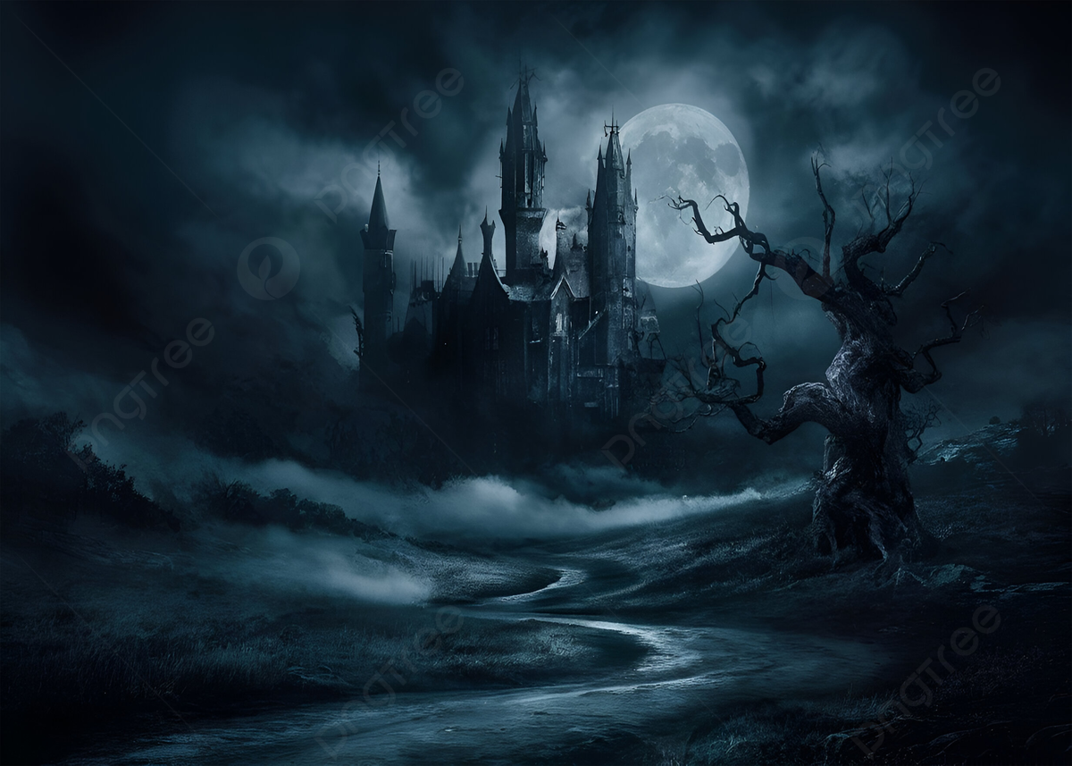 1200x857 Mysterious Castle In The Moonlight Fantasy Spooky Style, Halloween Decorations, Horror Themed Projects, Fabric Print Textile Background Image And Wallpaper for Free Download