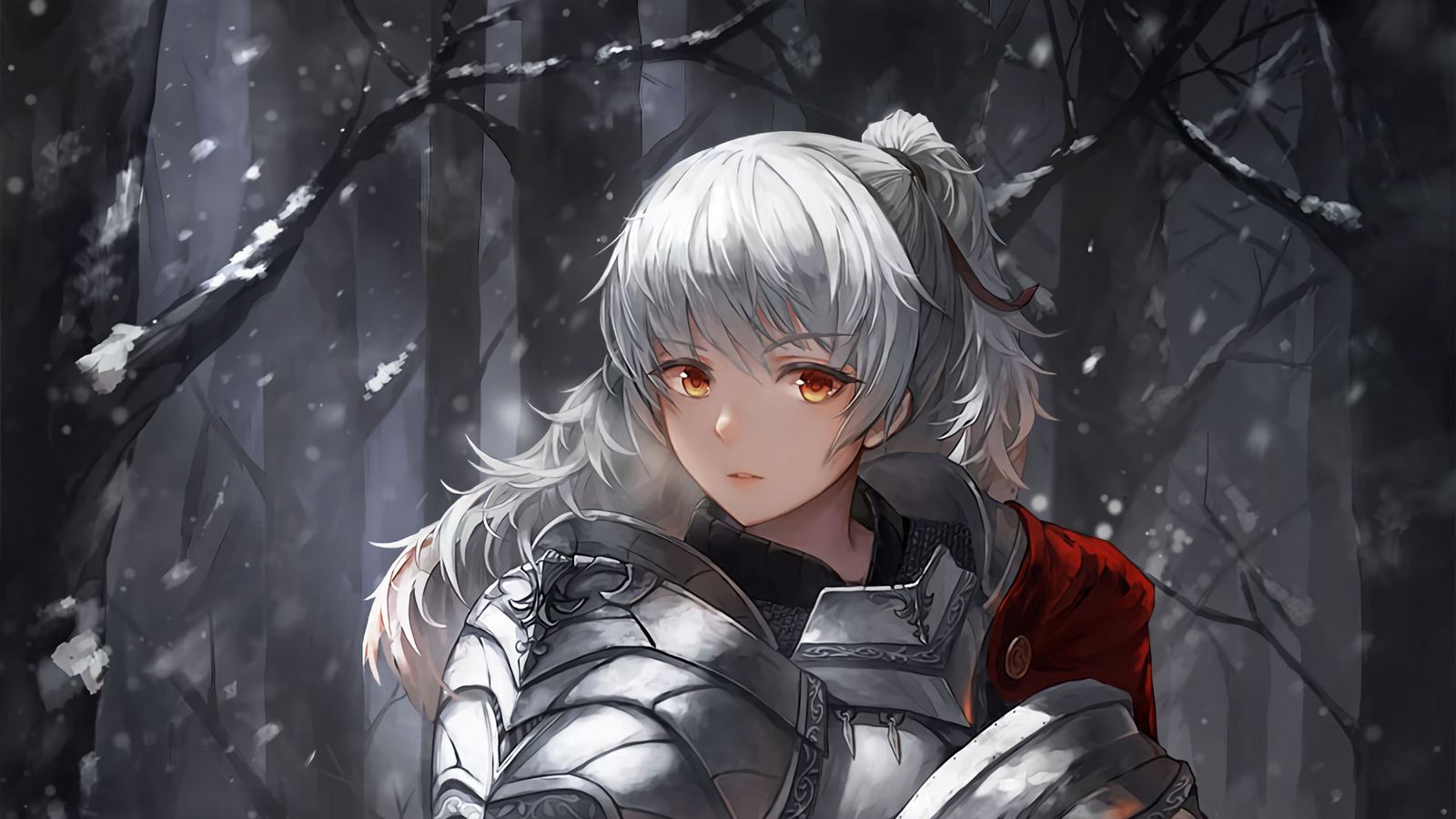 1600x900 Download wallpaper 1600x900 girl, knight, warrior, armor, sword, anime widescreen 16:9 HD background