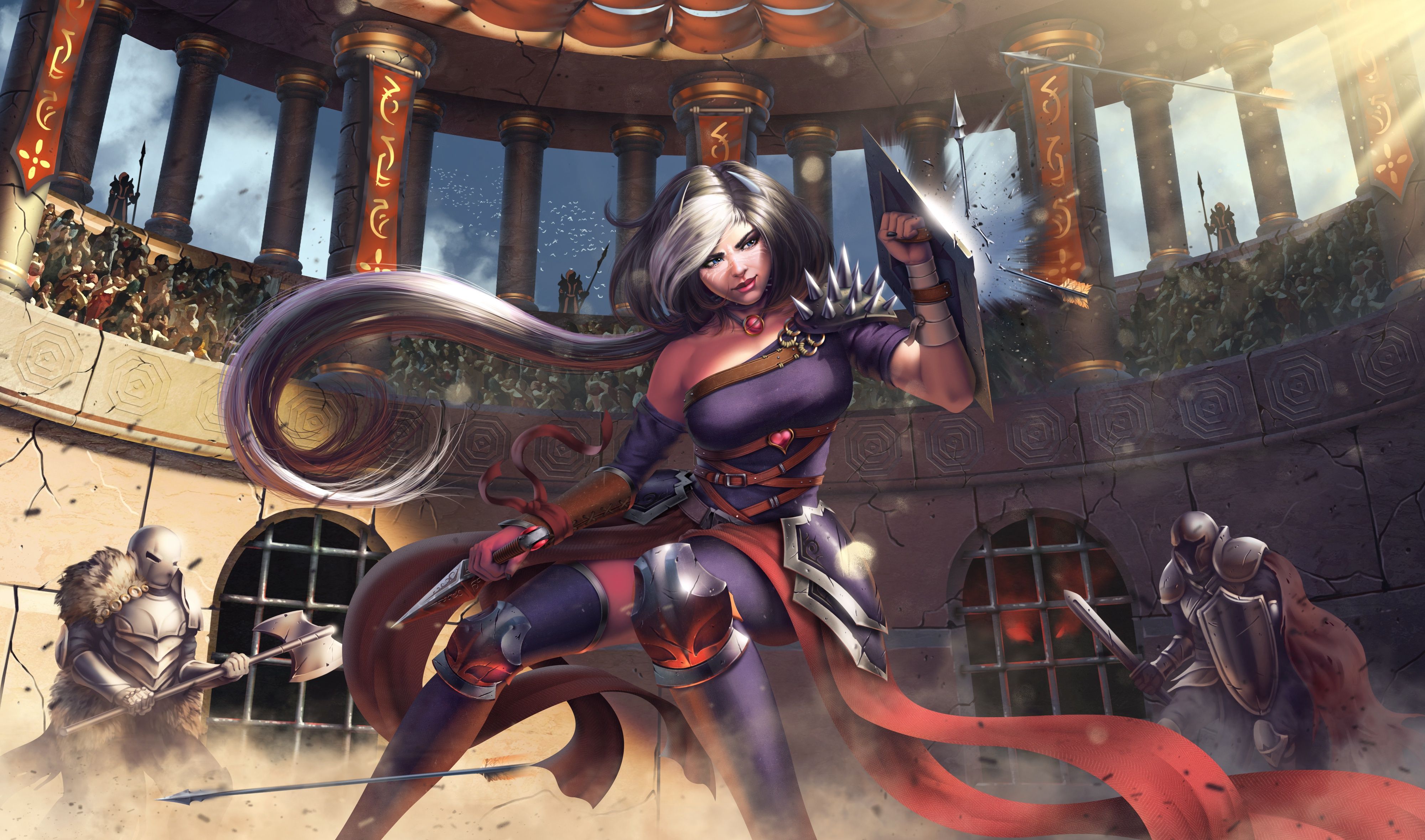 4000x2360 Woman Warrior Fighting Against Knight Wallpaper, HD Artist Wallpaper, 4k Wallpaper, Image, Background, Photos and Picture