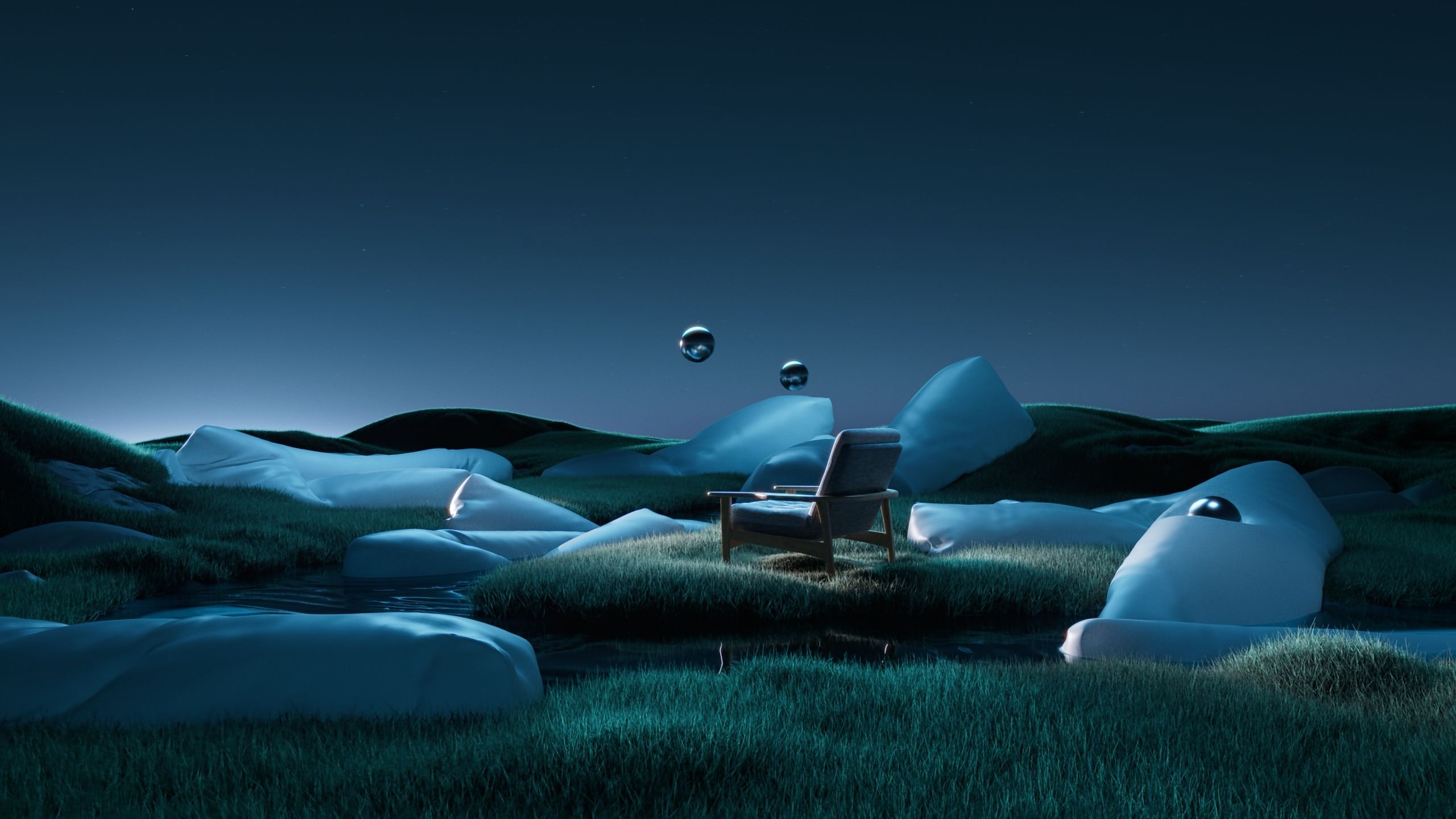 2560x1440 Dreamlike Wallpaper 4K, Surreal landscape, Nightscape