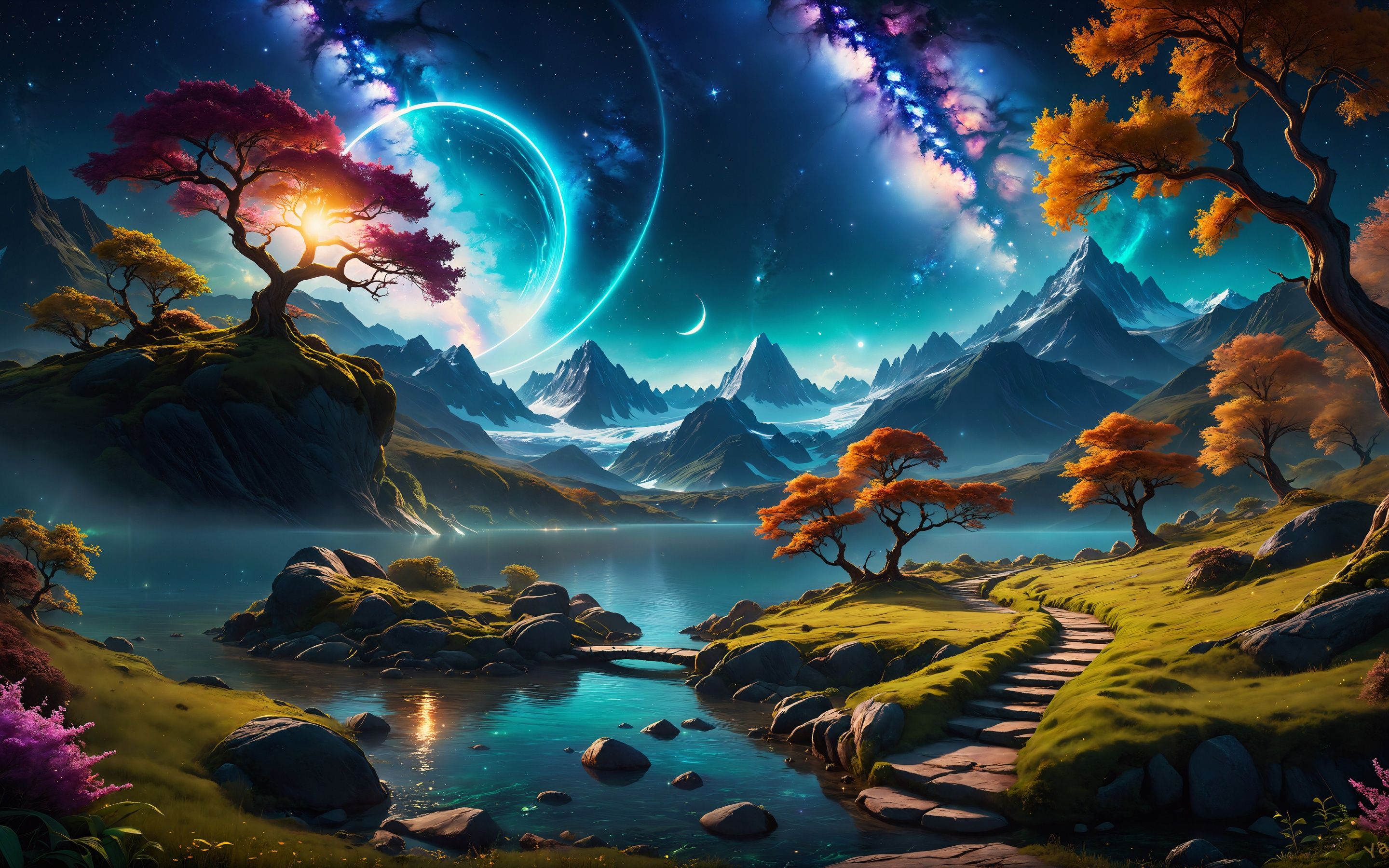 2880x1800 Dreamy Wallpaper 4K, Landscape, Surrealism, Mountains