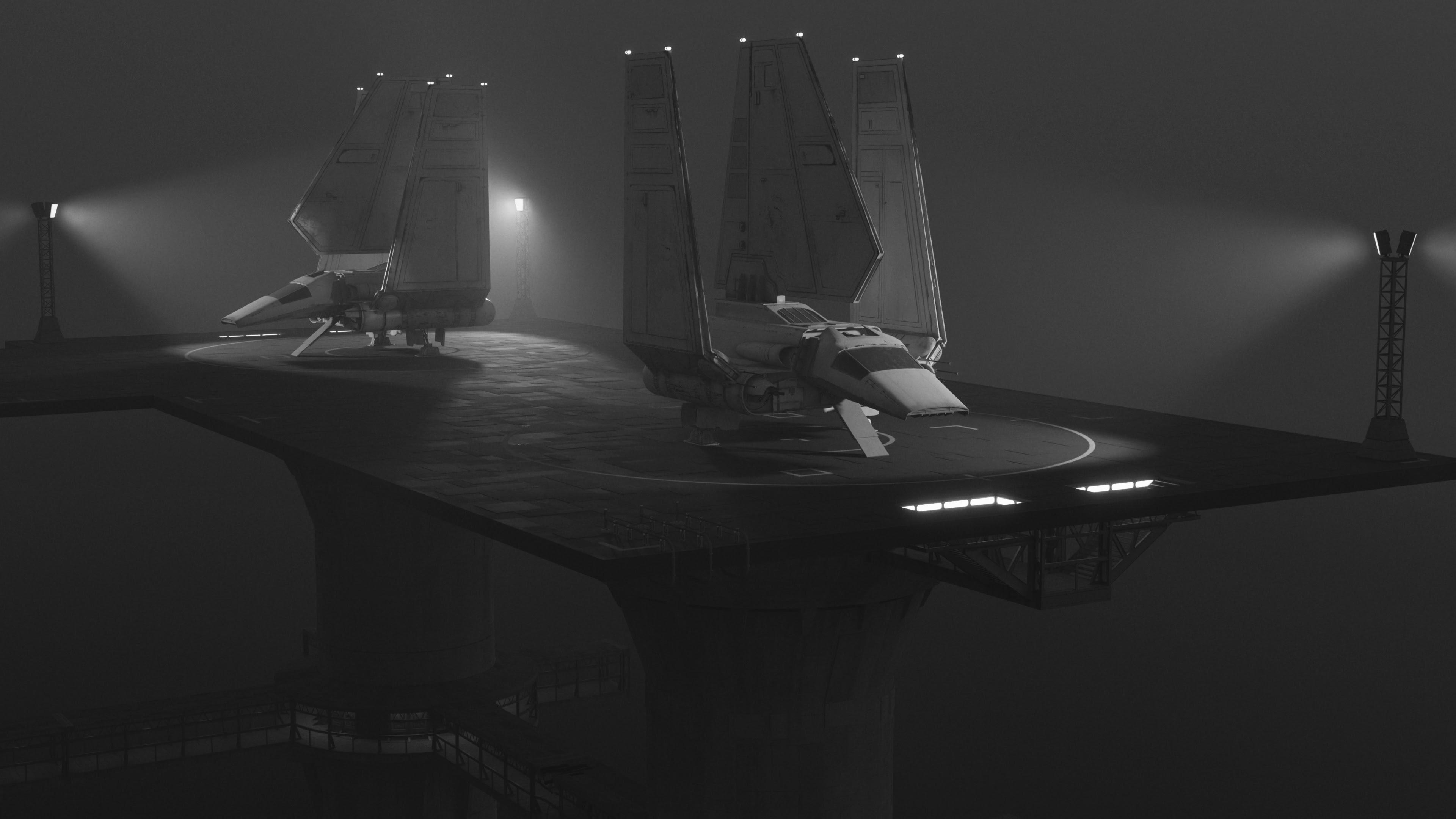 3840x2160 Imperial lambda shuttles in the fog (4k rendered wallpaper)