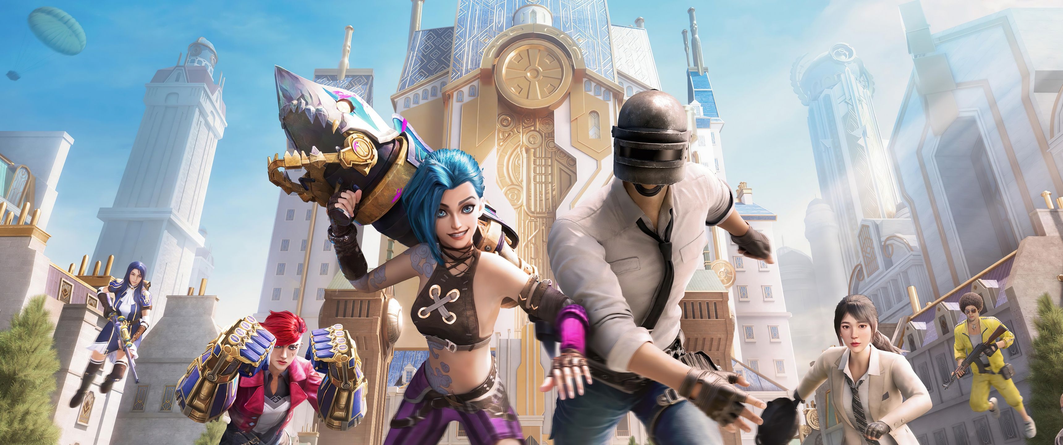 3440x1440 BGMI Wallpaper 4K, Jinx, PUBG, Arcane, Crossover