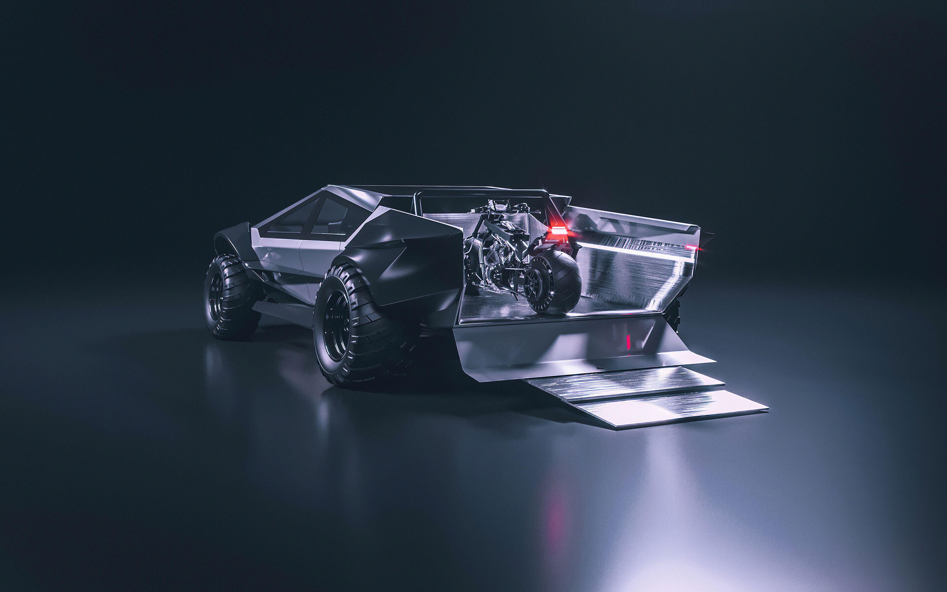 3840x2400 Tesla Cybertruck Rear Bike Stand Saleem Cybertruck