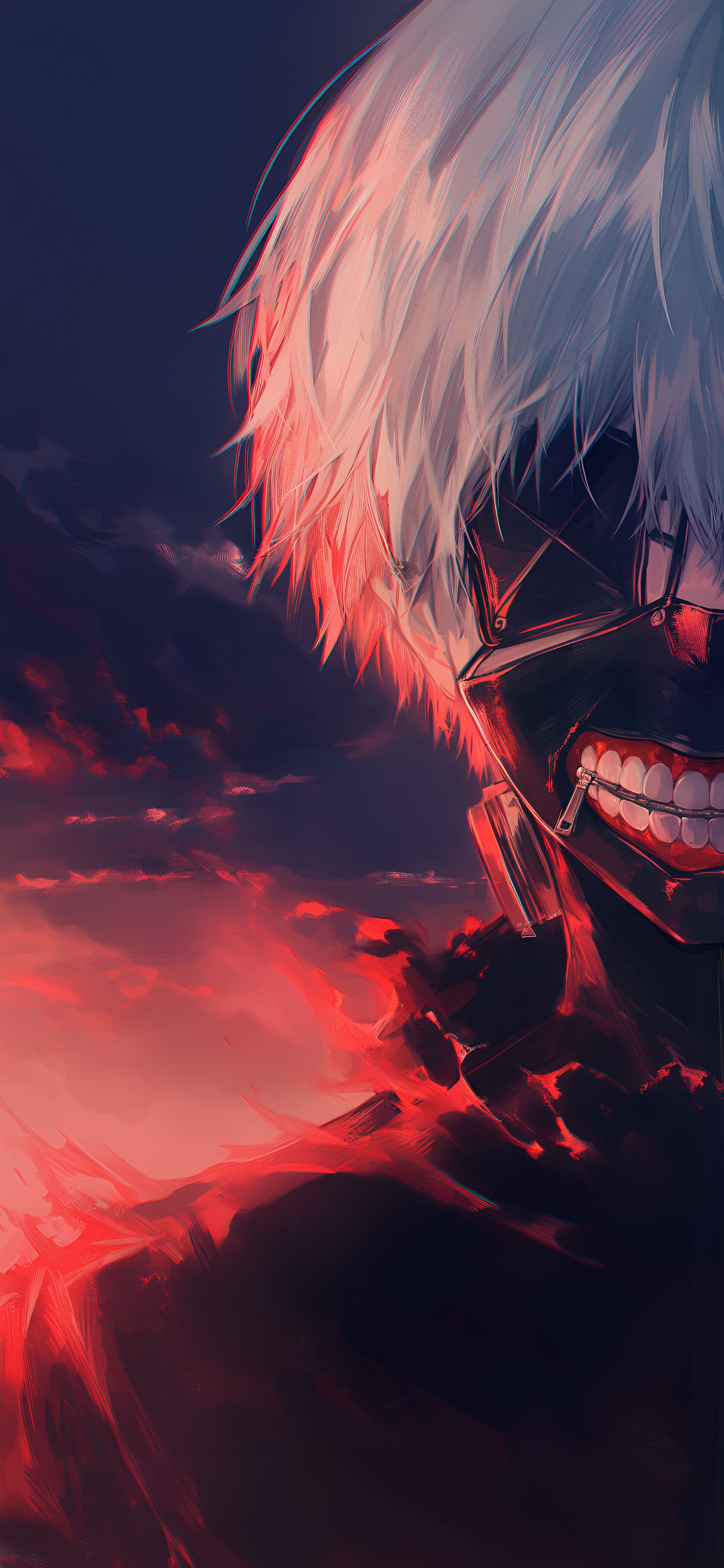 2000x4329 Kaneki Ken & Ghoul Dual Persona Tap to Switch Wallpaper