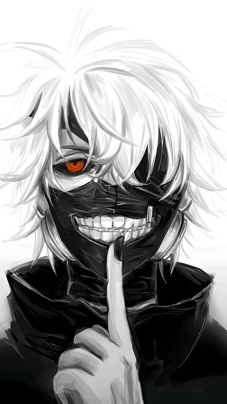 736x1308 free wallpaper 4K ken kaneki, tokyo ghoul, anime, character, guy, monster, red eyes, mask, teeth