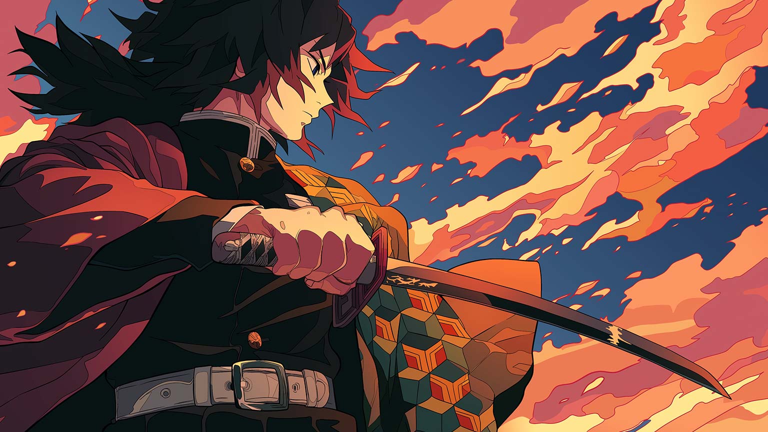 1536x864 Demon Slayer Giyu Tomioka with Katana Desktop Wallpaper 4K