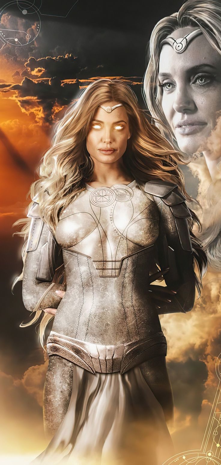 736x1546 Thena in Eternals (2021) Phone Wallpaper