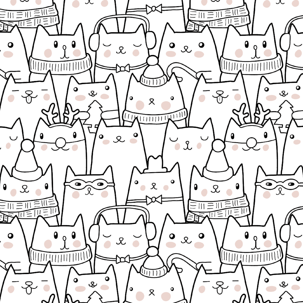 1024x1024 Tell a Tail Doodle Wallpaper” wide by 32” high / Peel and Stick