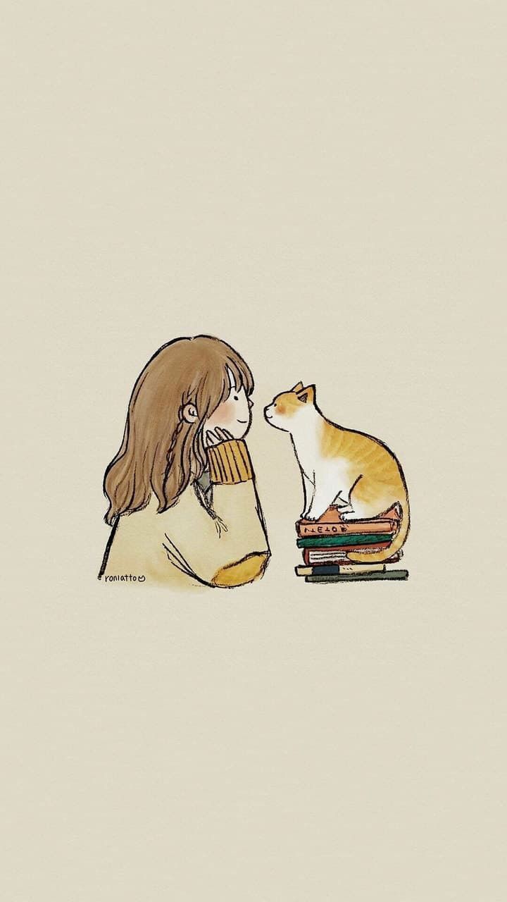 720x1280 Cat Drawing Wallpaper, HD Background