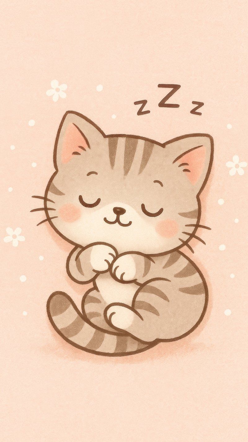 800x1422 Cute pastel cat wallpaper. Free Photo Illustration