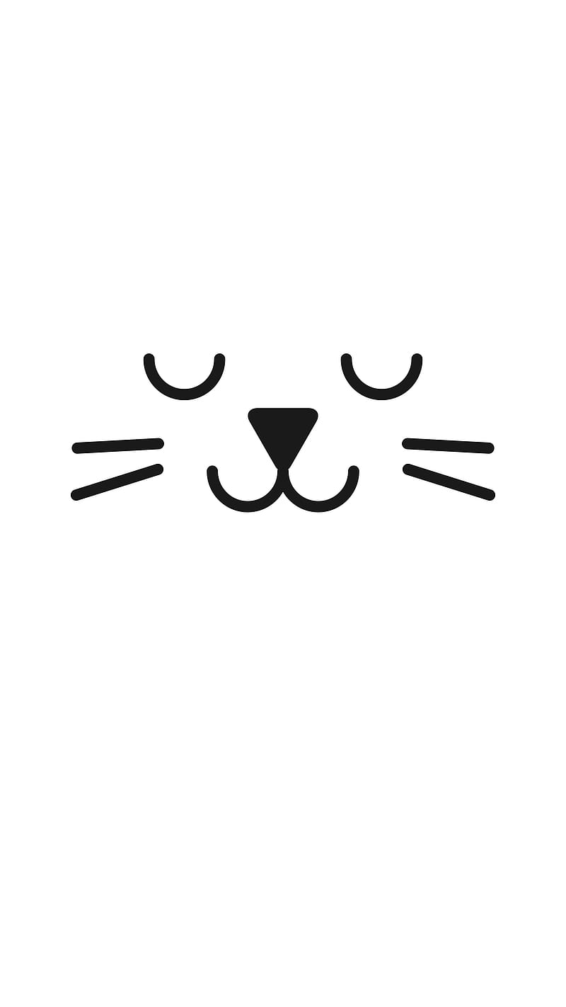 800x1422 Quite White Cat, clean, cute, drawn, face, fun, happy, kitten, kitty, lines, HD phone wallpaper