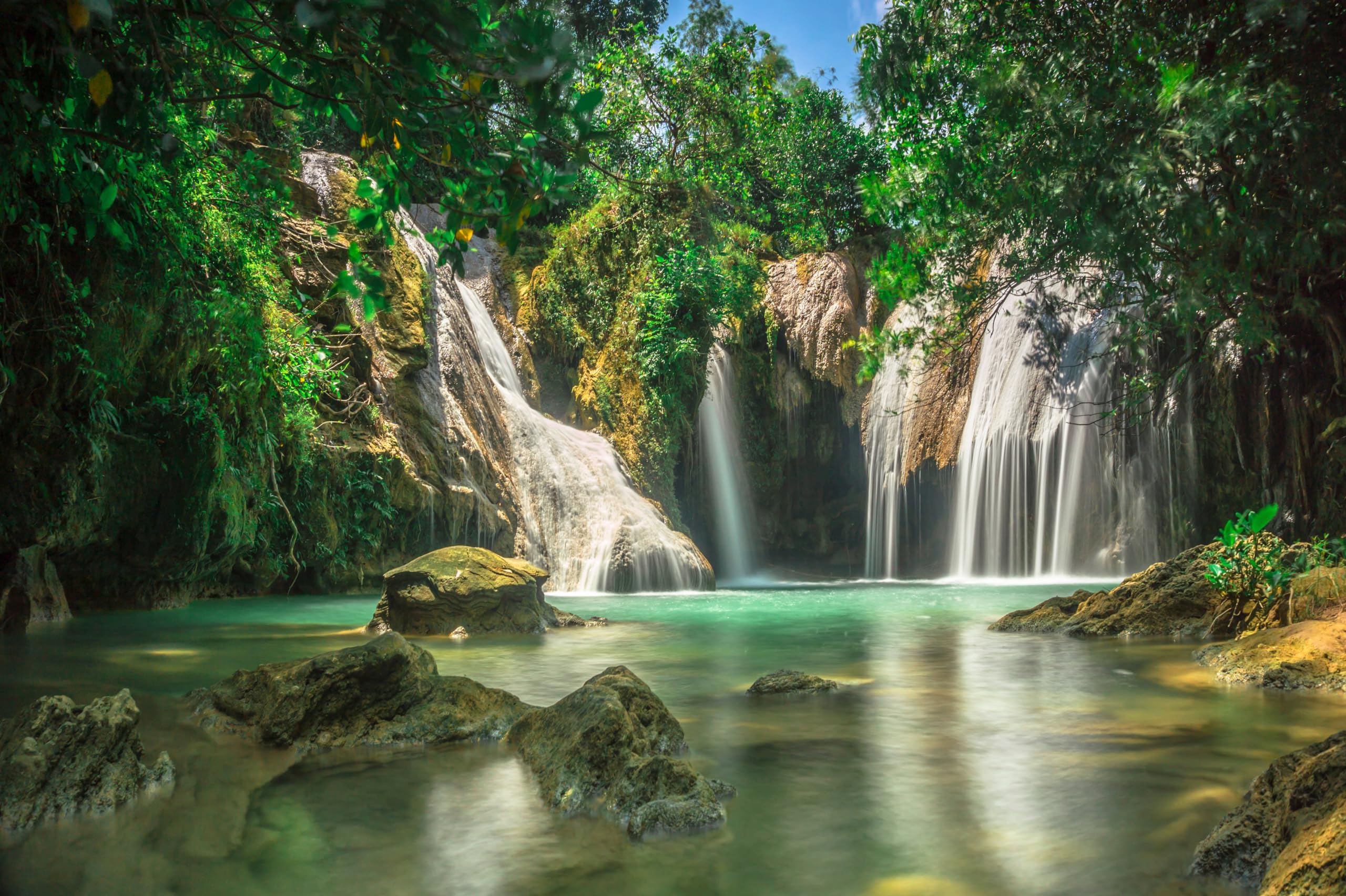 2560x1704 Amazon.com : chnywork 9x6ft Tropical Waterfall Backdrop East Java Forest Waterfall Rock Lake Green Trees Paradise Theme Scenery Background Natural Theme Hiking Camp Party Decor Photo Studio Props Wallpaper