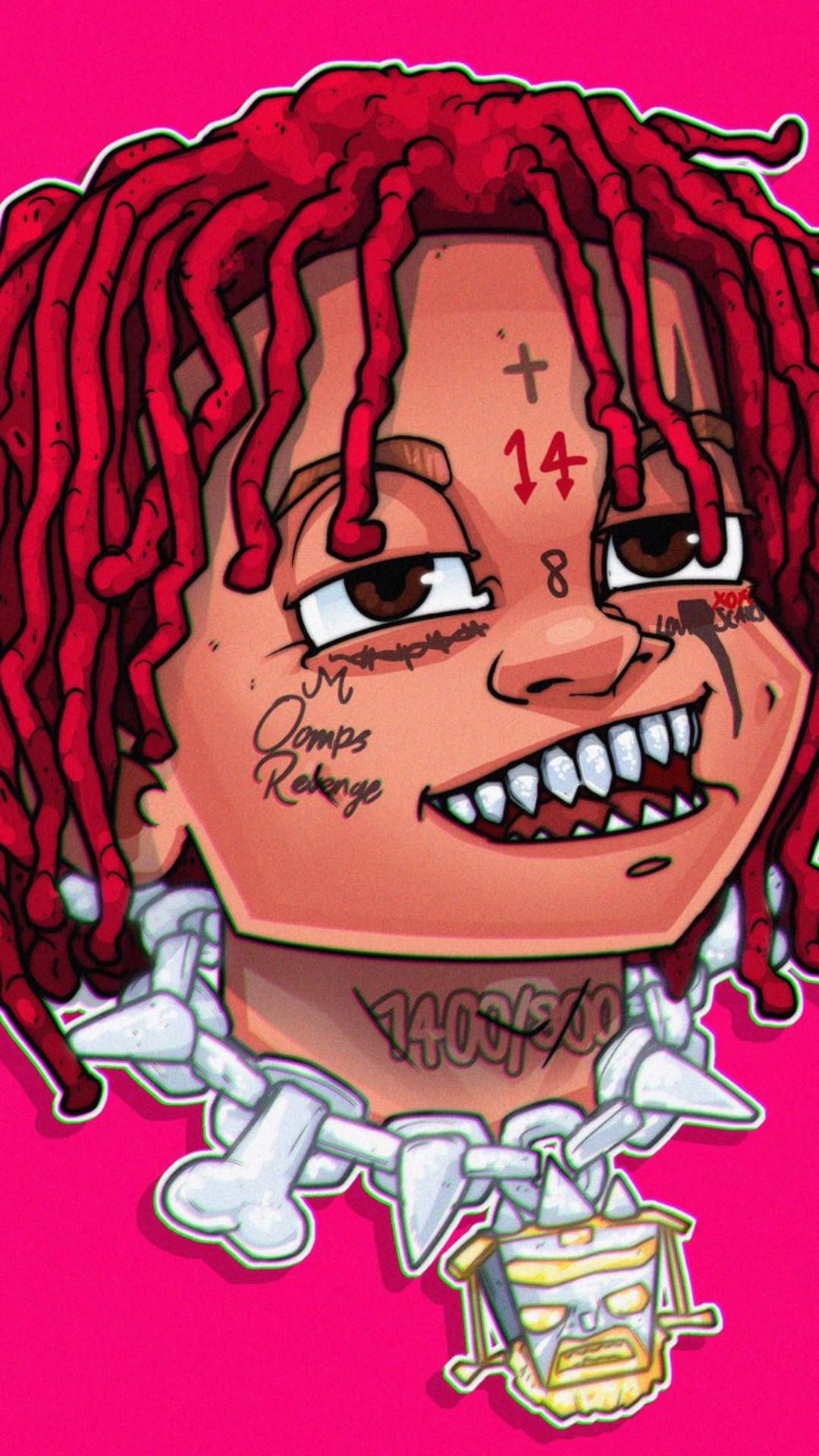 1080x1920 Trippie Redd Cartoon Close Up Wallpaper