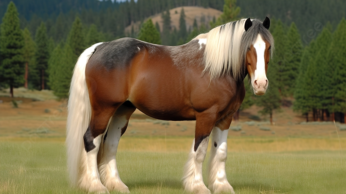 1200x673 Brown And White Horse Standing In A Grassy Field Photo And Picture For Free Download