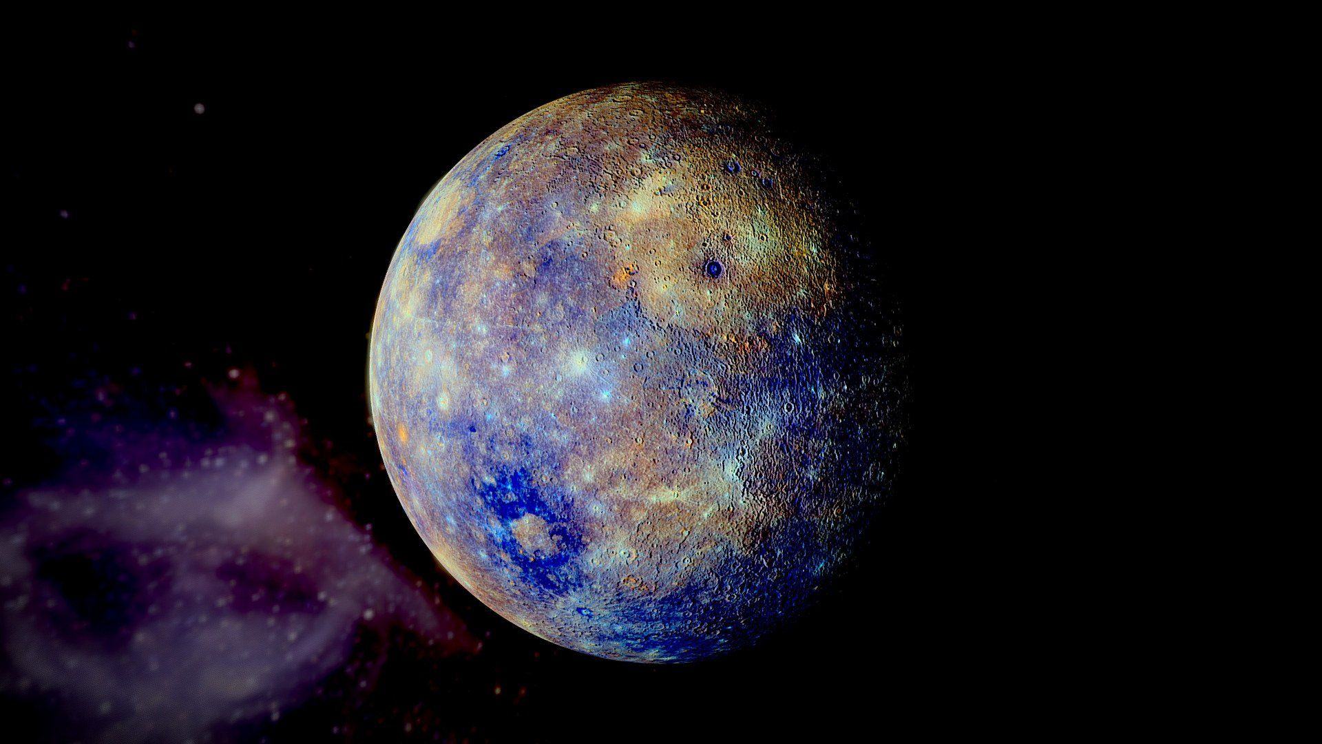 1920x1080 Mercury's surface in enhanced color