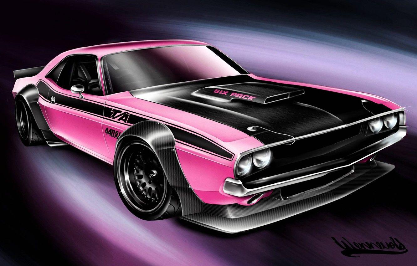 1332x850 Wallpaper Auto, Figure, Machine, Dodge, Challenger, Art, Dodge