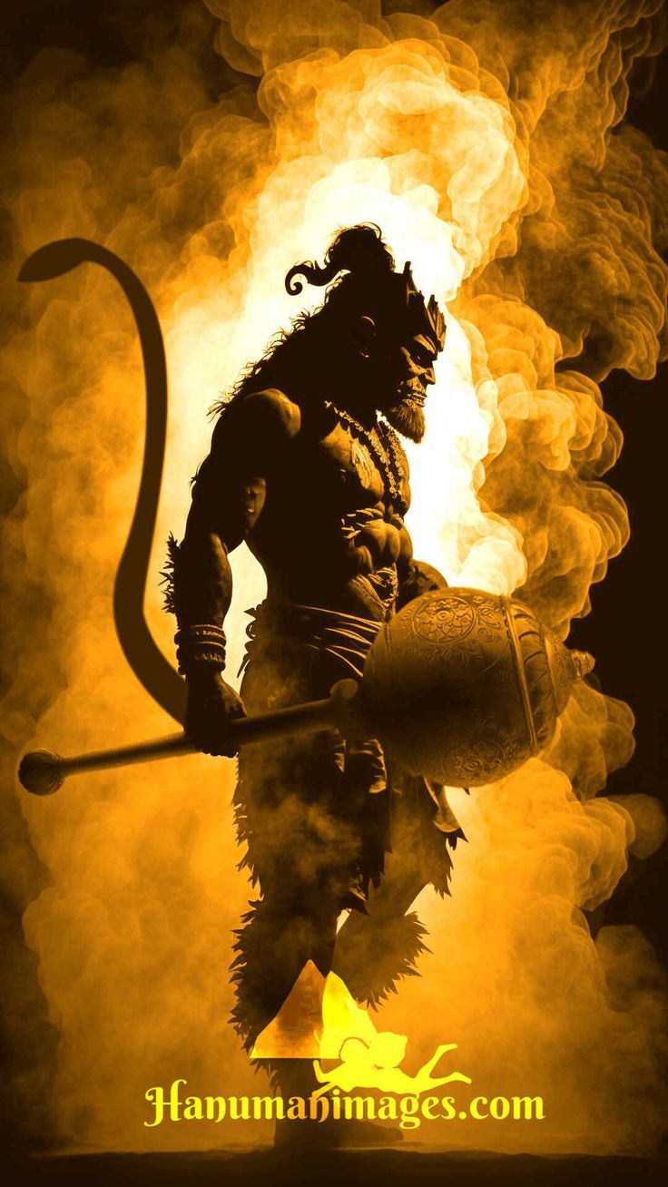 736x1308 powerful lord hanuman yellow wallpaper