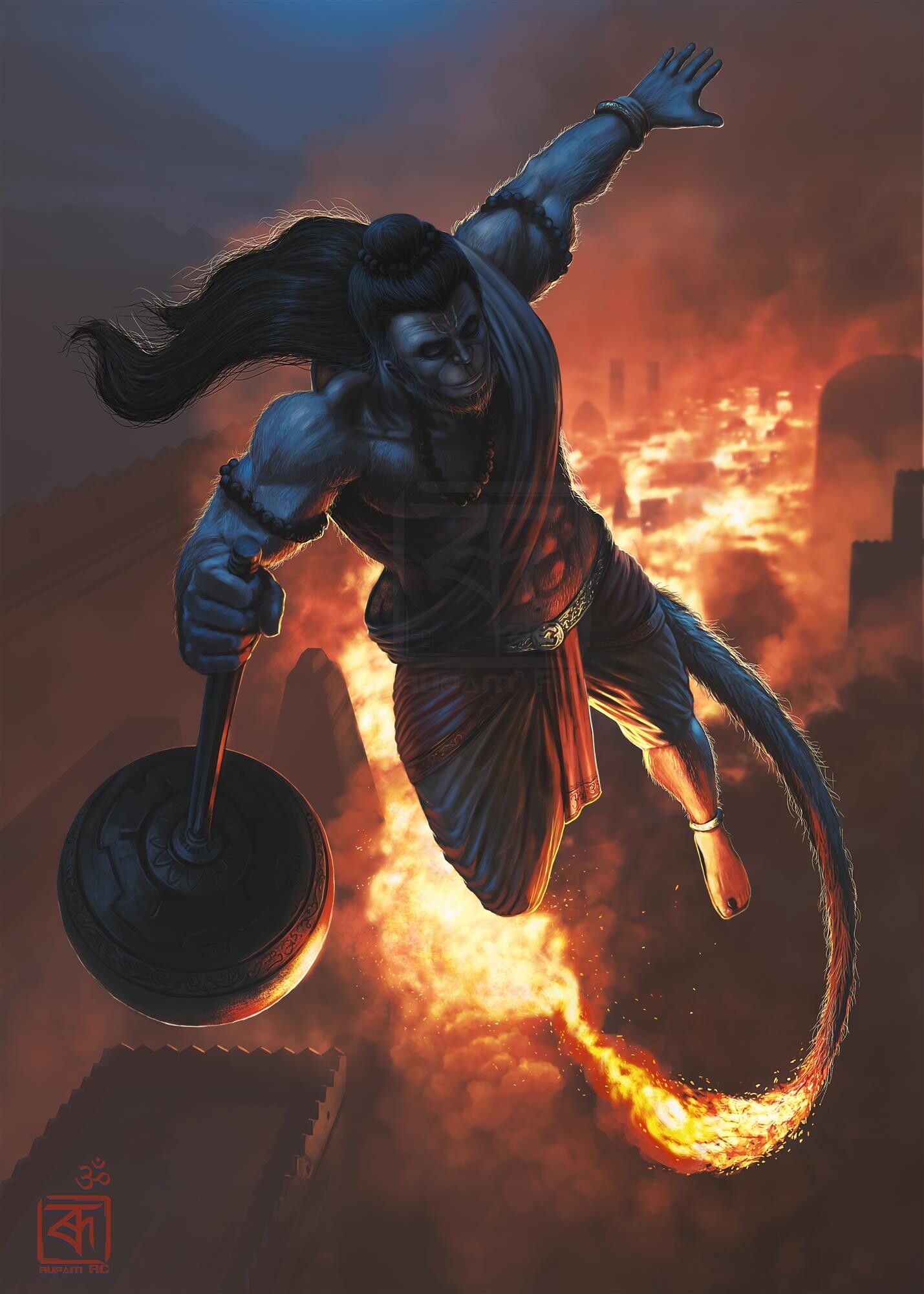1429x2000 RUPAM RAAJ R. Gods of Bharat : Lord Hanuman ॐ