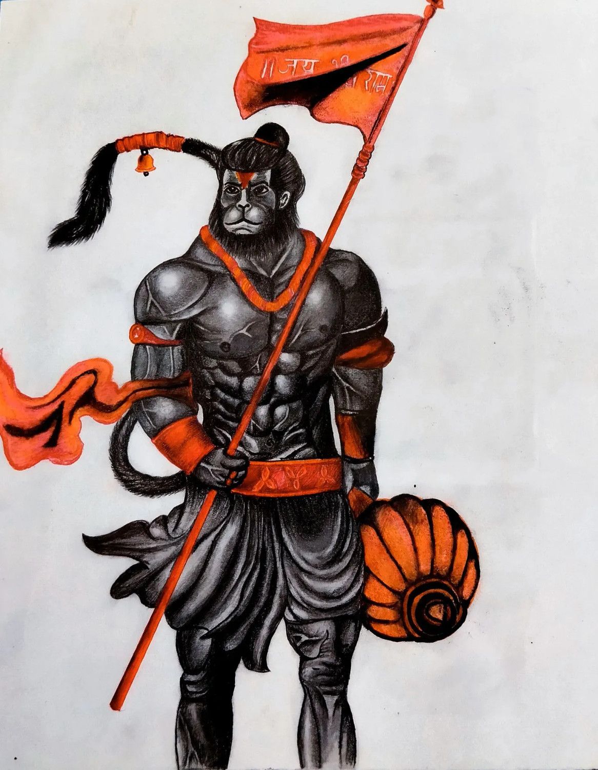 1166x1500 Buy Hanuman, Heroic, Figurative Painting Online