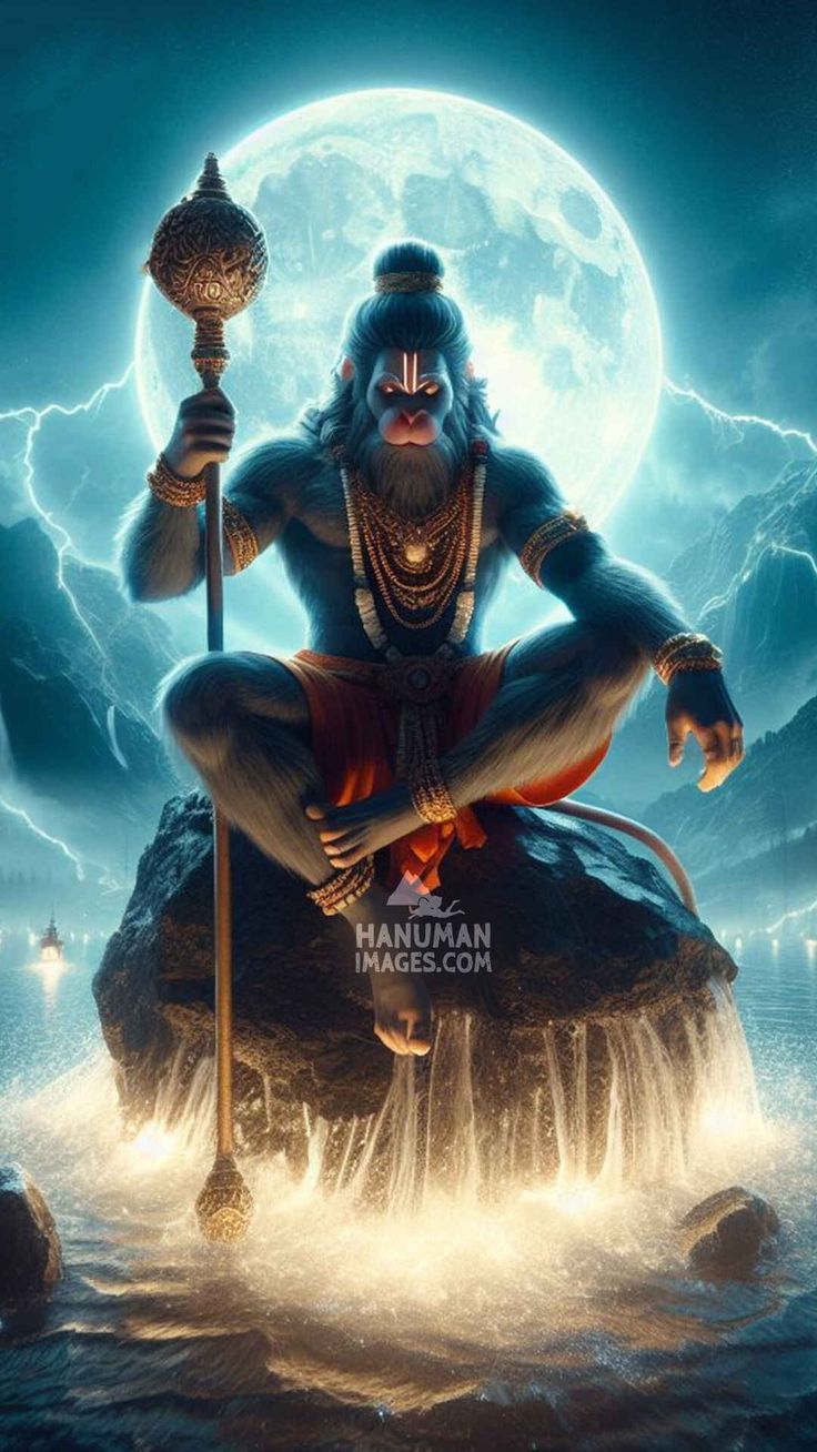 736x1308 powerful hanuman ji lightning wallpaper
